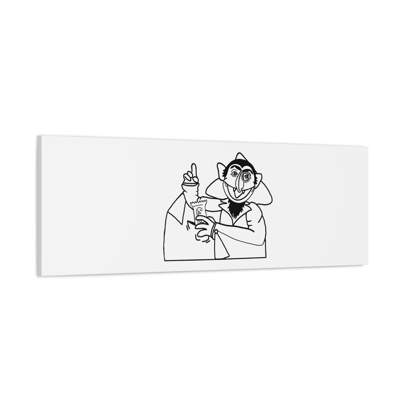 The Count Stealing Candy Outline Canvas Print White - Sesame Street The Count Parody Art