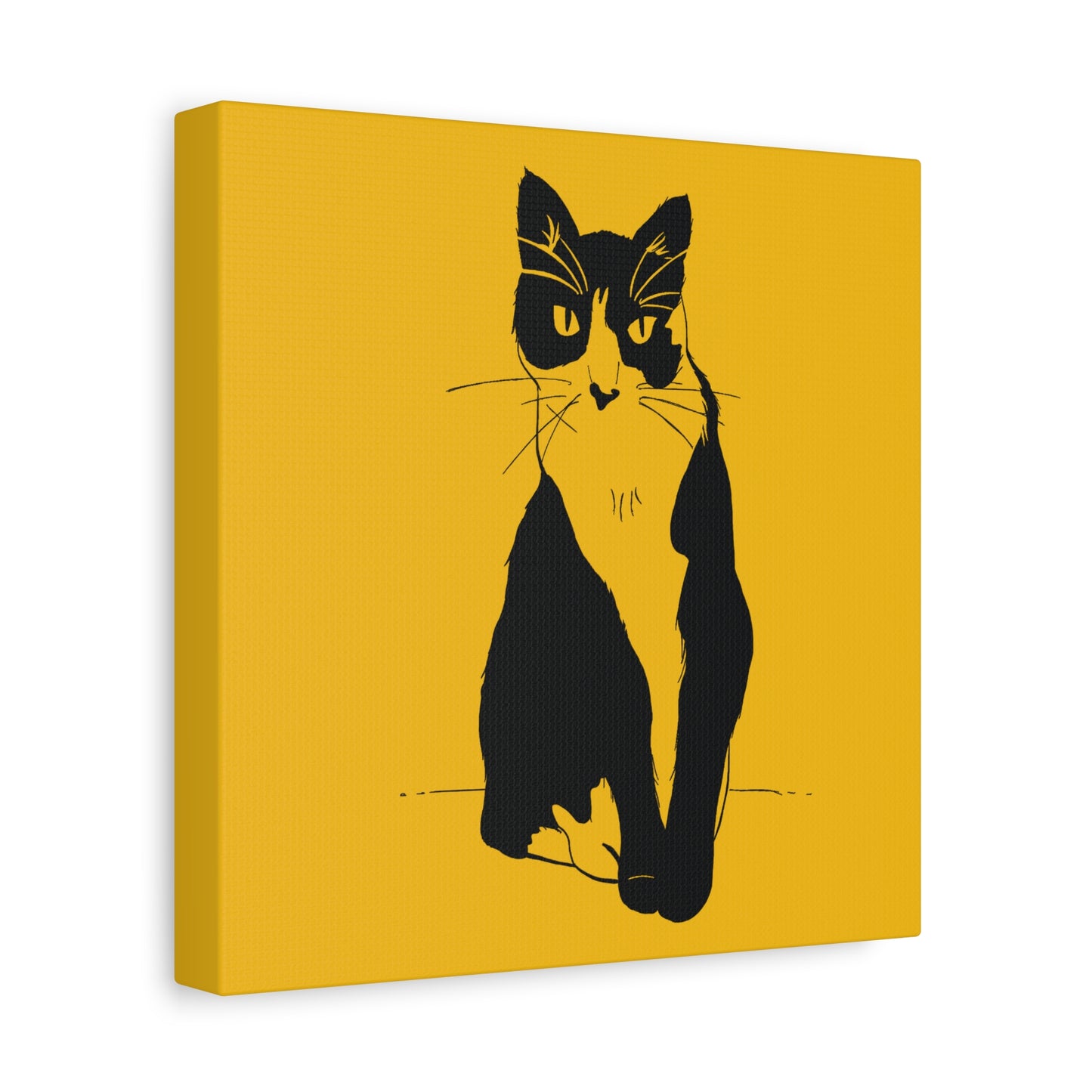 Cat Canvas Print on Yellow (Transparent Style Cat) - Cat Drawing Art