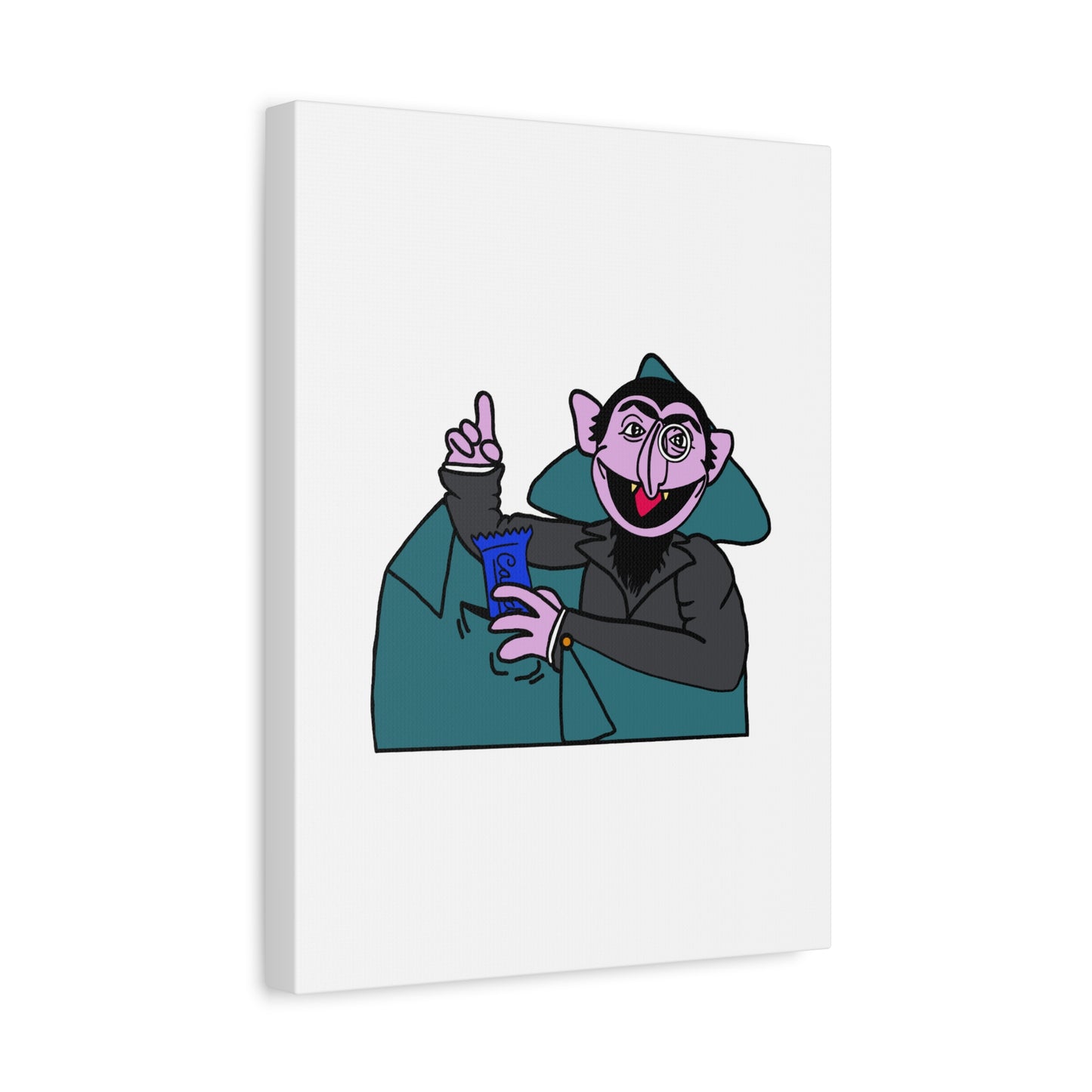 The Count Stealing Candy Canvas Print White - Sesame Street The Count Parody Art