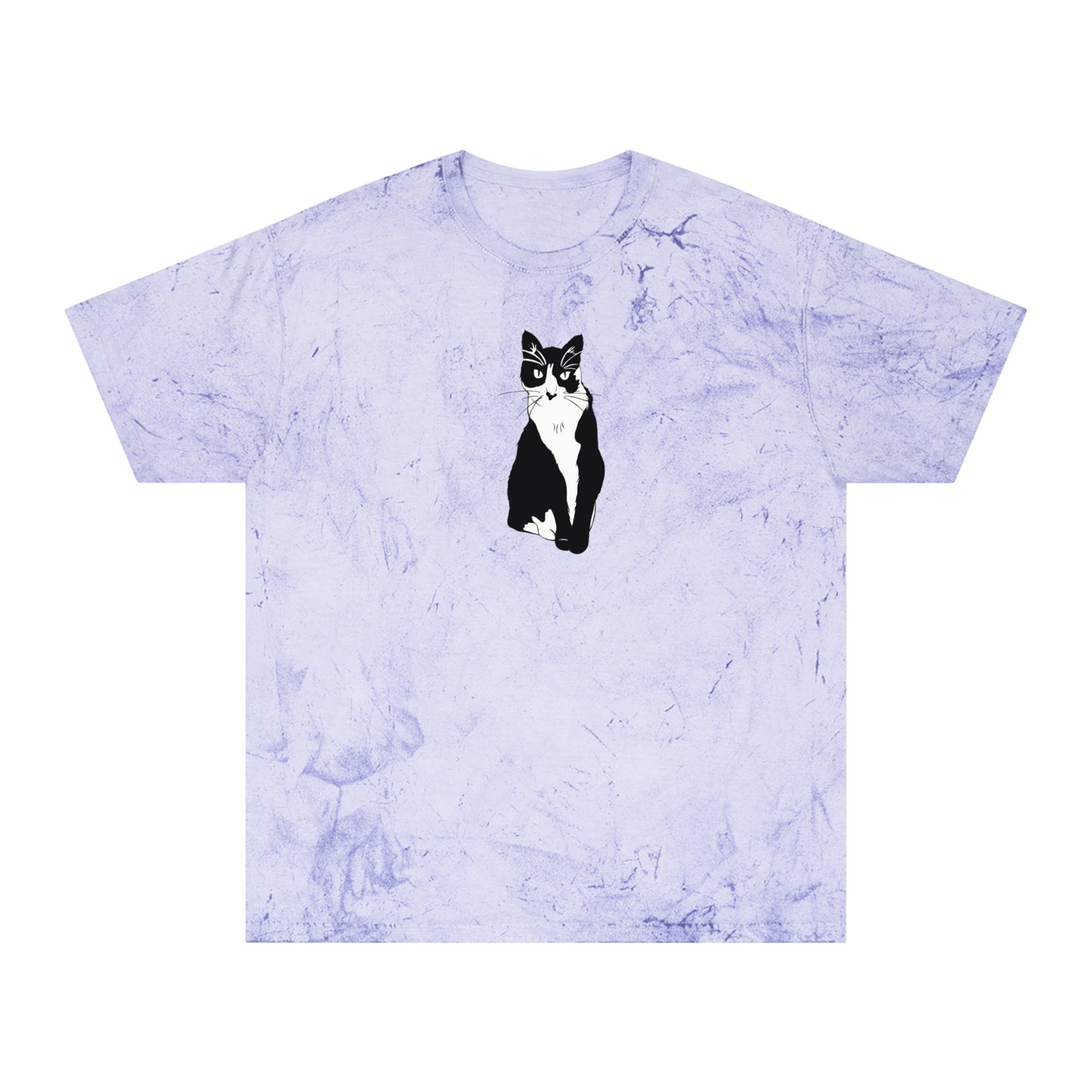 Cat Color Blast Tee (B&W Style Cat) - Cat Drawing Shirt