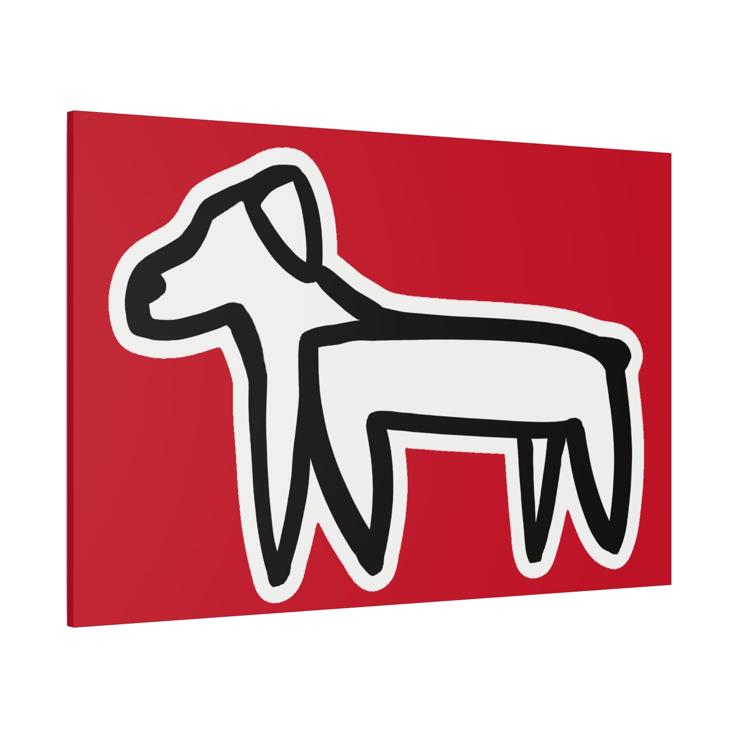 Dog Canvas Print on Red (Sticker Style White Dog) - Dog Art Print