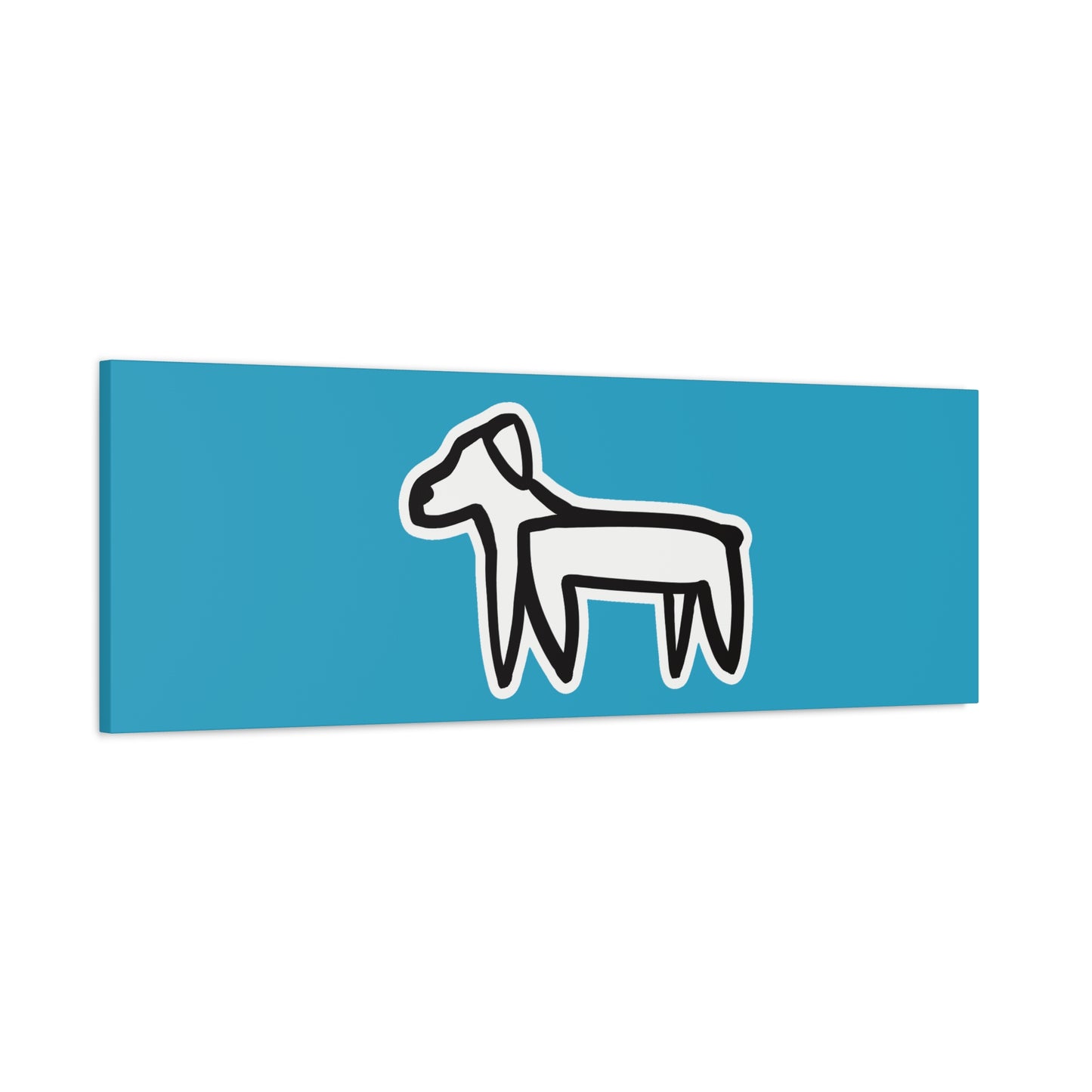 Dog Canvas Print on Turquoise (Sticker Style Black Dog) - Dog Drawing Wall Art