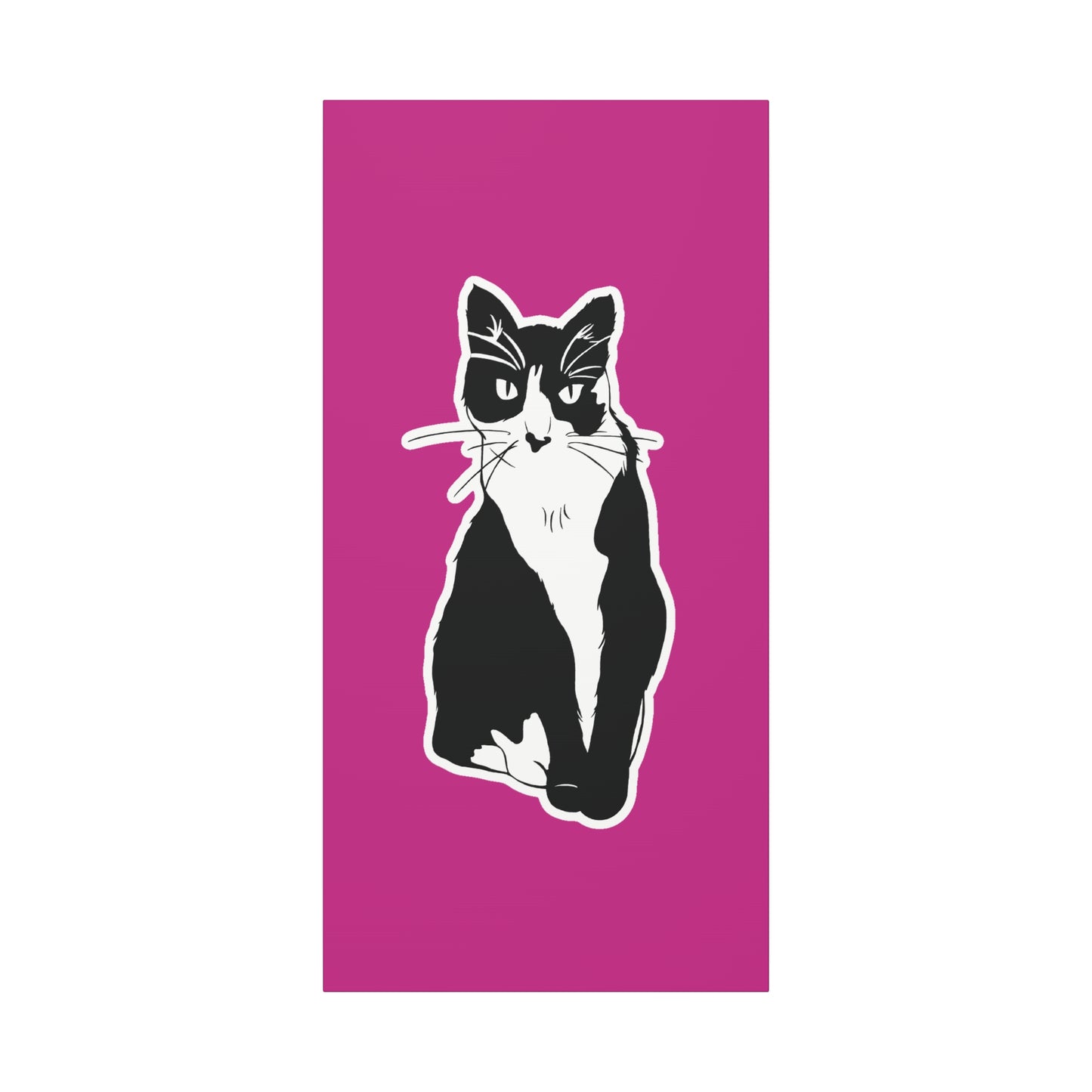 Cat Canvas on Pink (Sticker Style Cat) - Cat Drawing Art