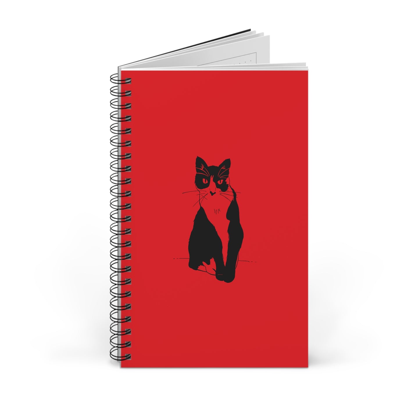 Cat Notebook in Red (Transparent Style Cat) - Cat Spiral Notebook