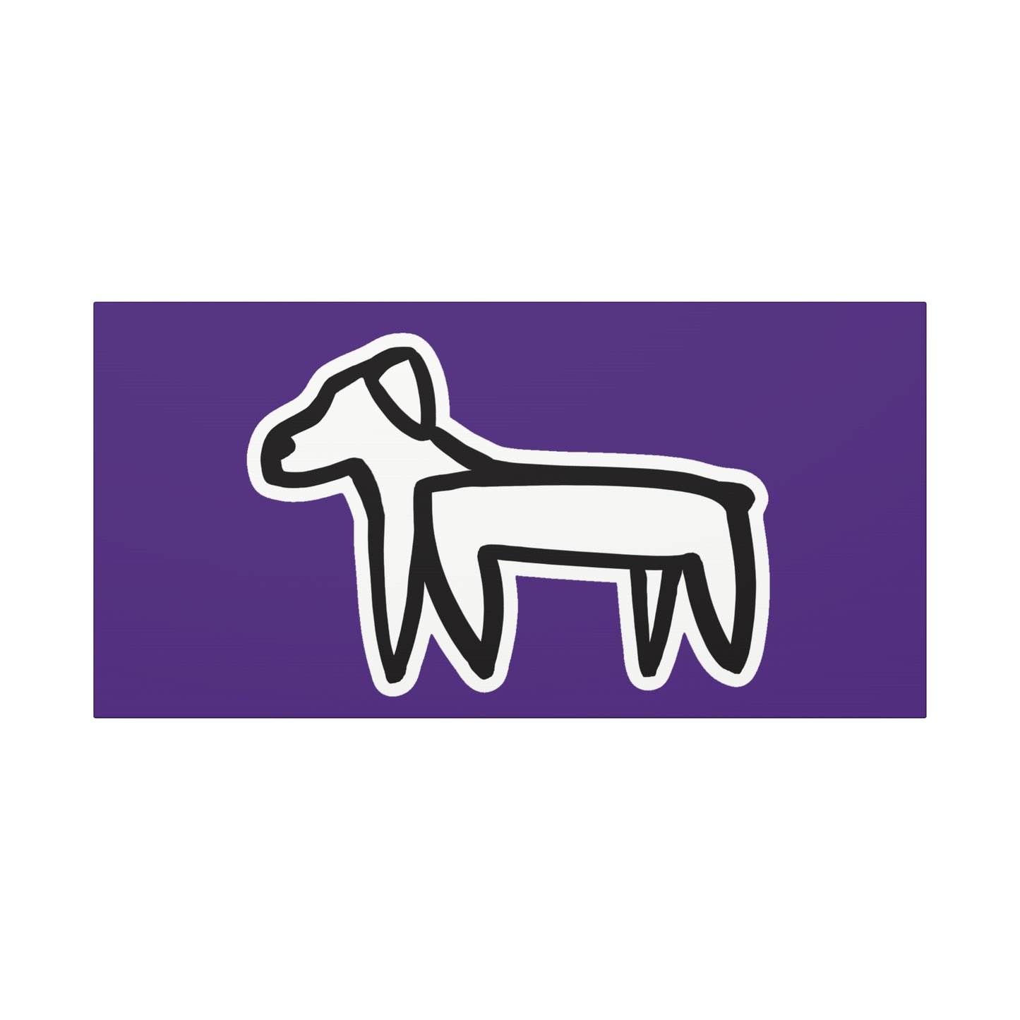 Dog Canvas Print on Purple (Sticker Style White Dog) - Dog Art Print