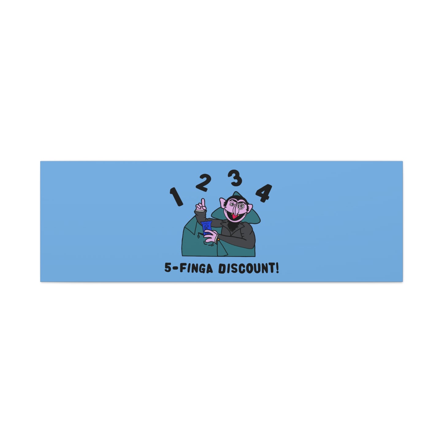 Five Finger Discount Canvas Print Light Blue - Sesame Street The Count Parody Art Print