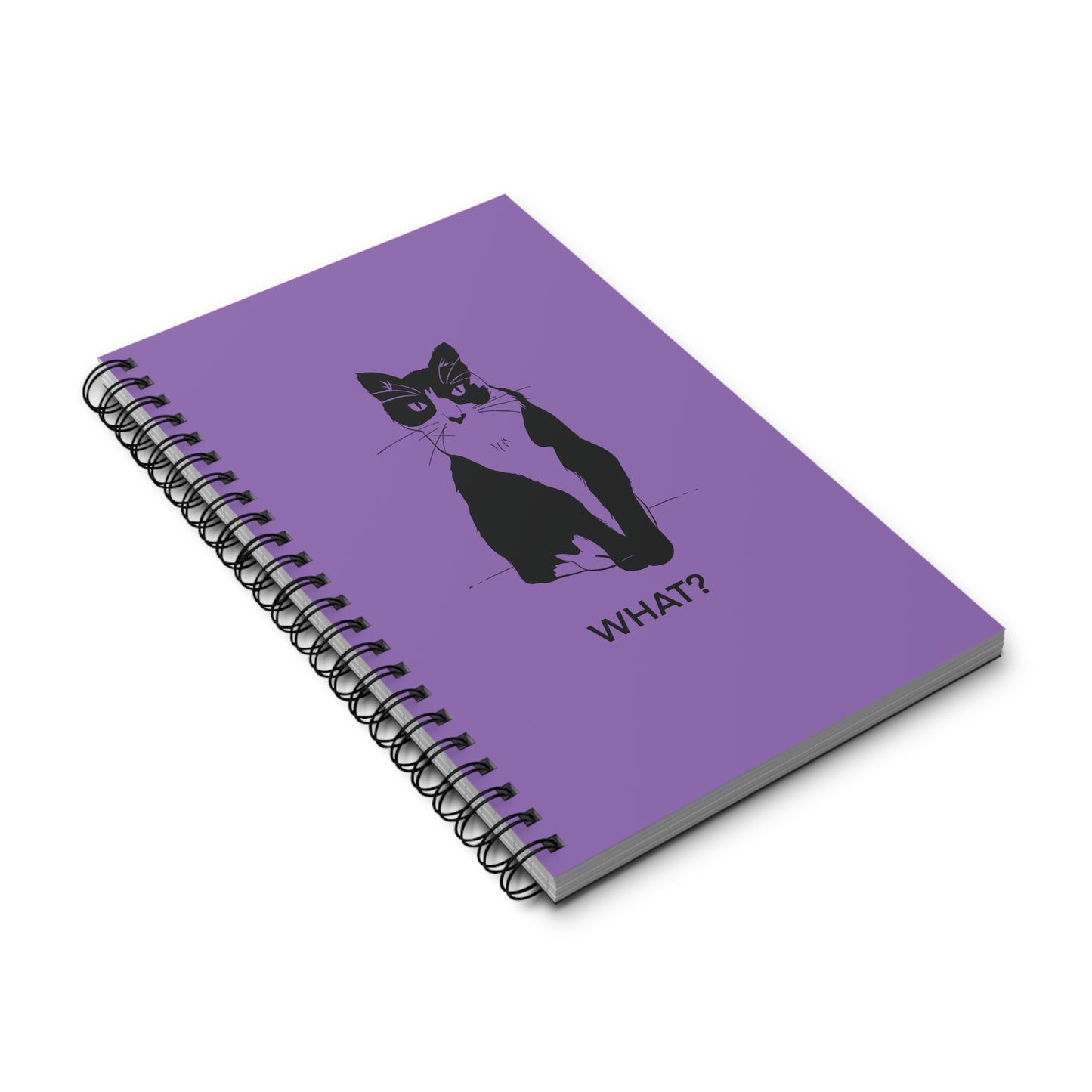 Cattitude Notebook in Light Purple (Transparent Style Cat) - Cat Spiral Notebook