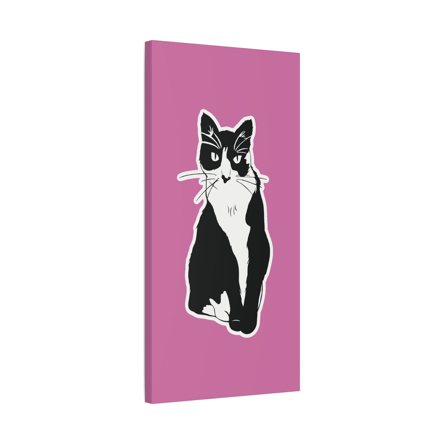 Cat Canvas on Light Pink (Sticker Style Cat) - Cat Drawing Art