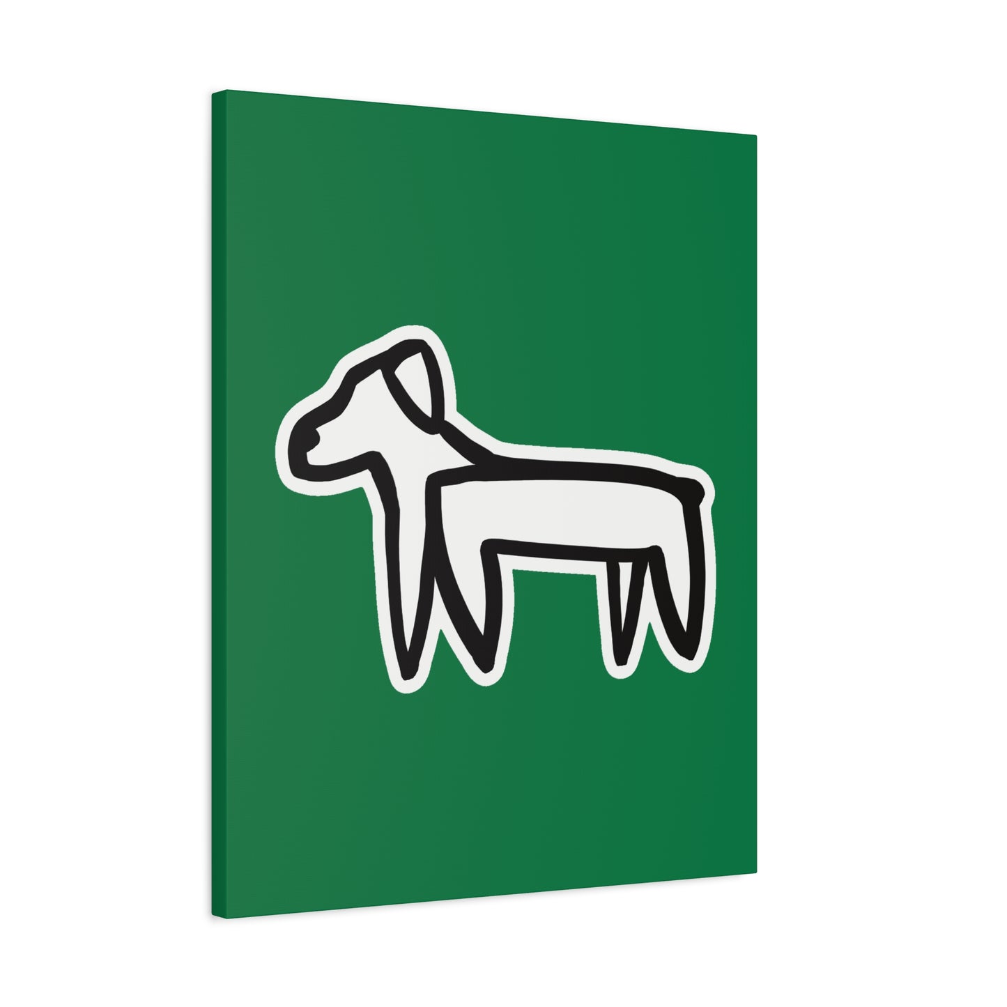 Dog Canvas Print on Green (Sticker Style White Dog) - Dog Art Print