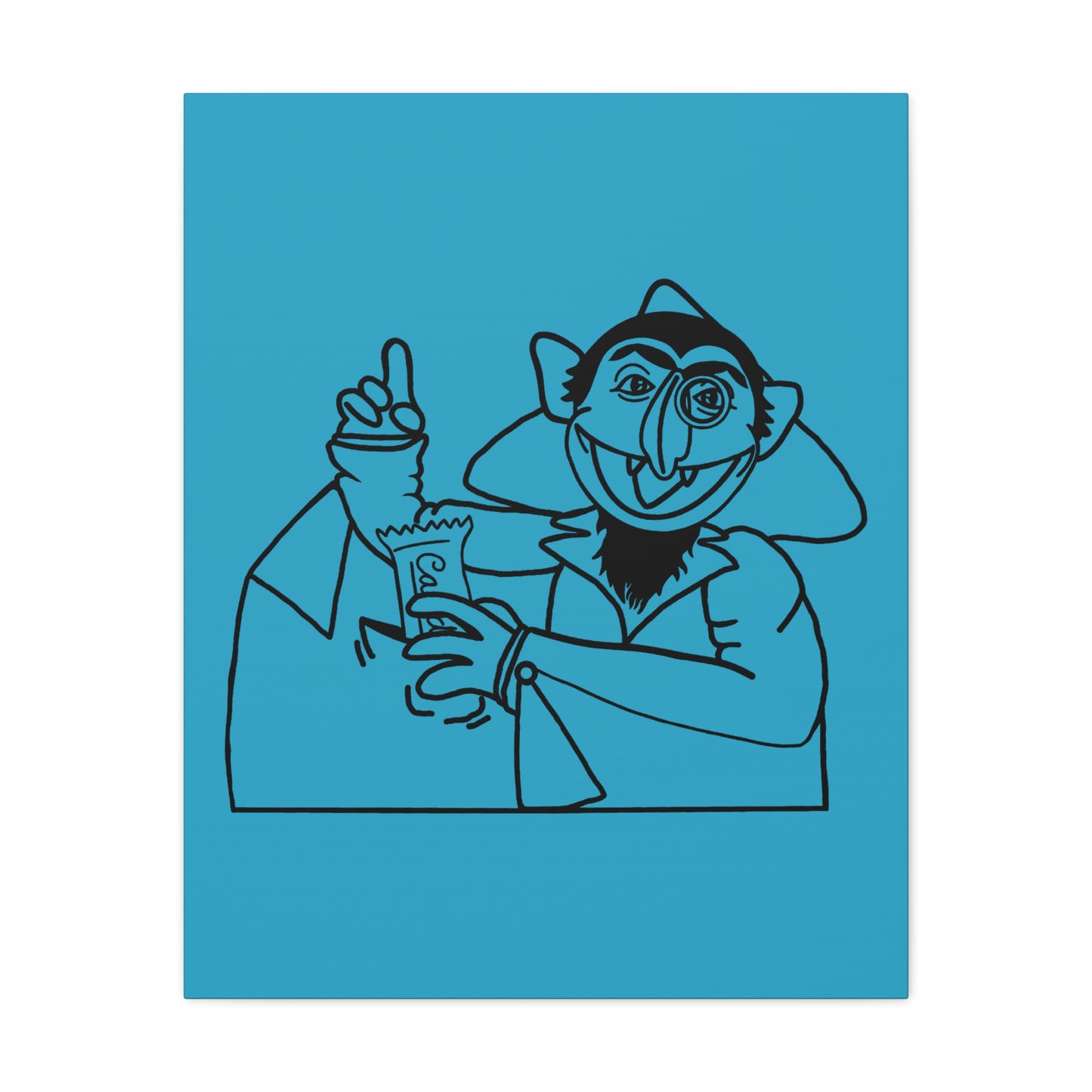 The Count Stealing Candy Outline Canvas Print Turquoise - Sesame Street The Count Art Print