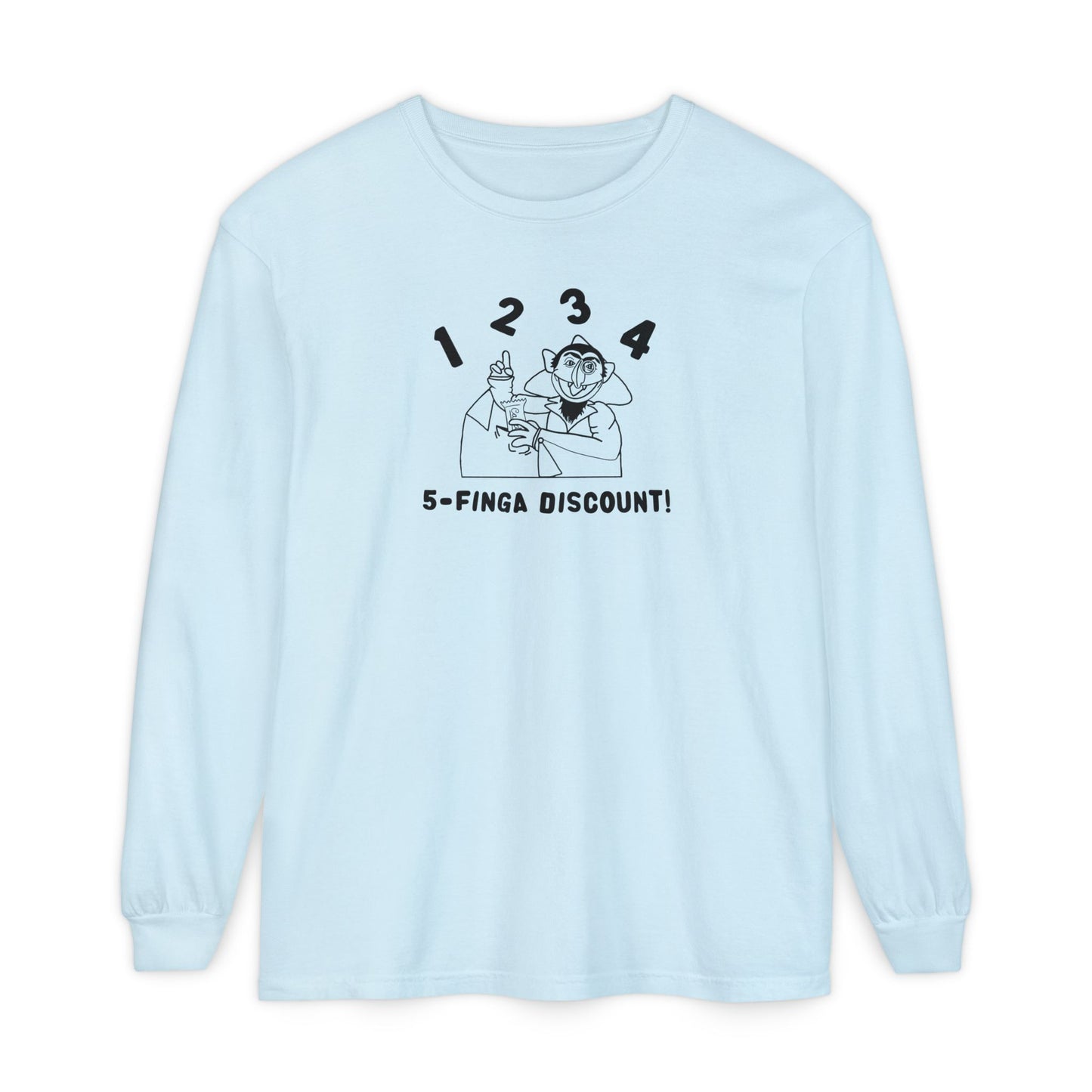 Five Finger Discount Outline Long Sleeve Tee - Sesame Street The Count Parody Shirt