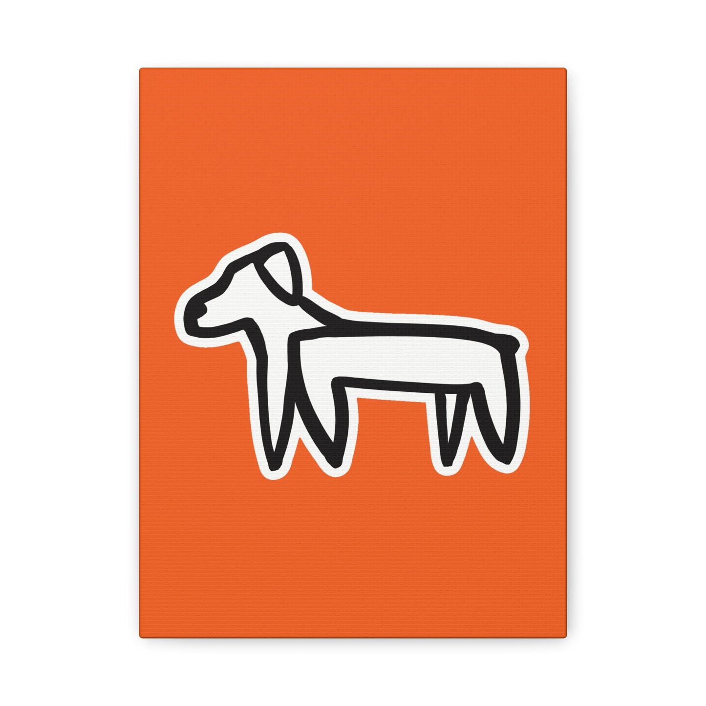 Dog Canvas Print on Orange (Sticker Style White Dog) - Dog Art Print