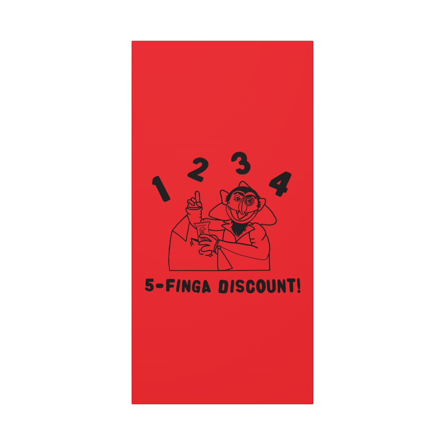 Five Finger Discount Outline Canvas Print Red - Sesame Street The Count Parody Art Print