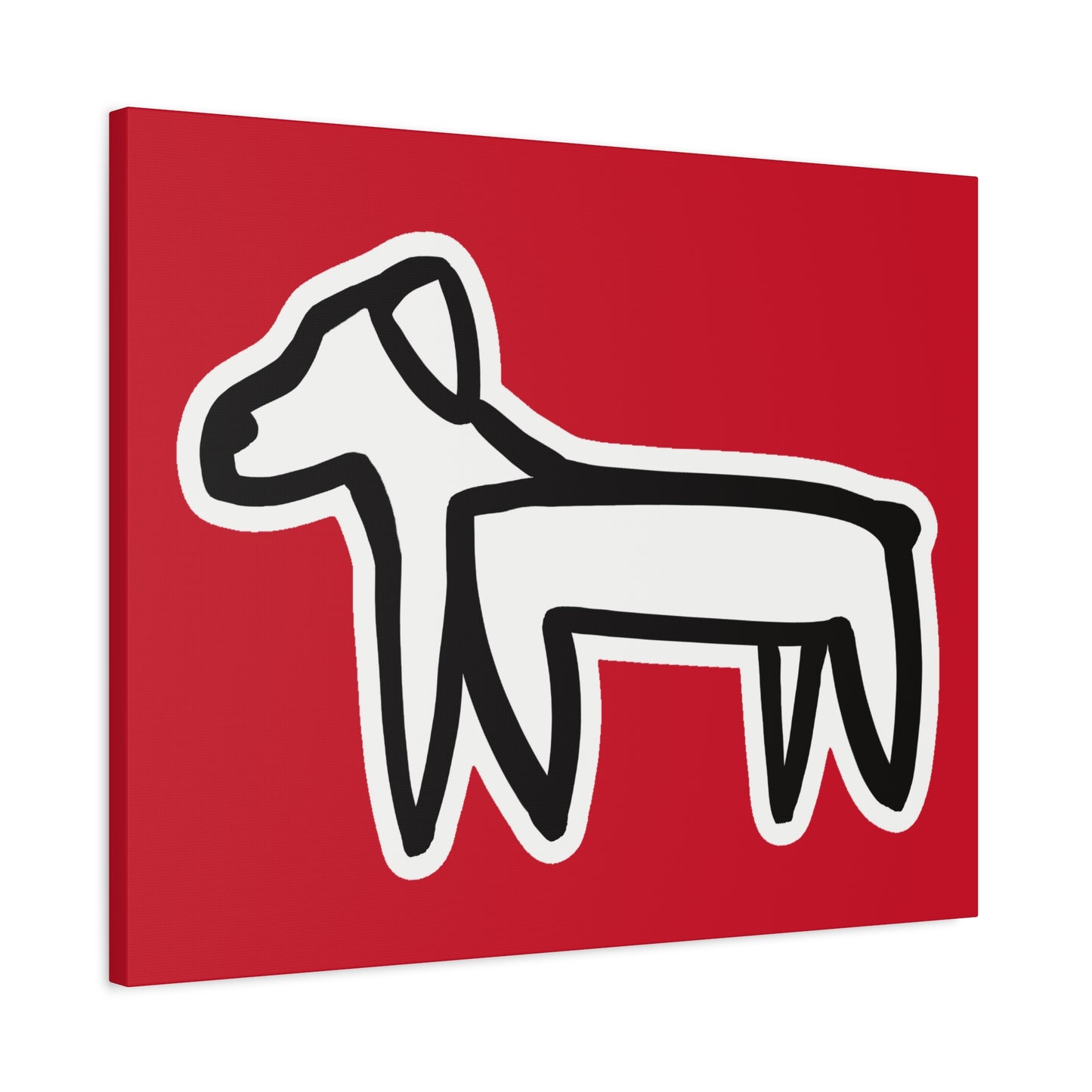 Dog Canvas Print on Red (Sticker Style White Dog) - Dog Art Print