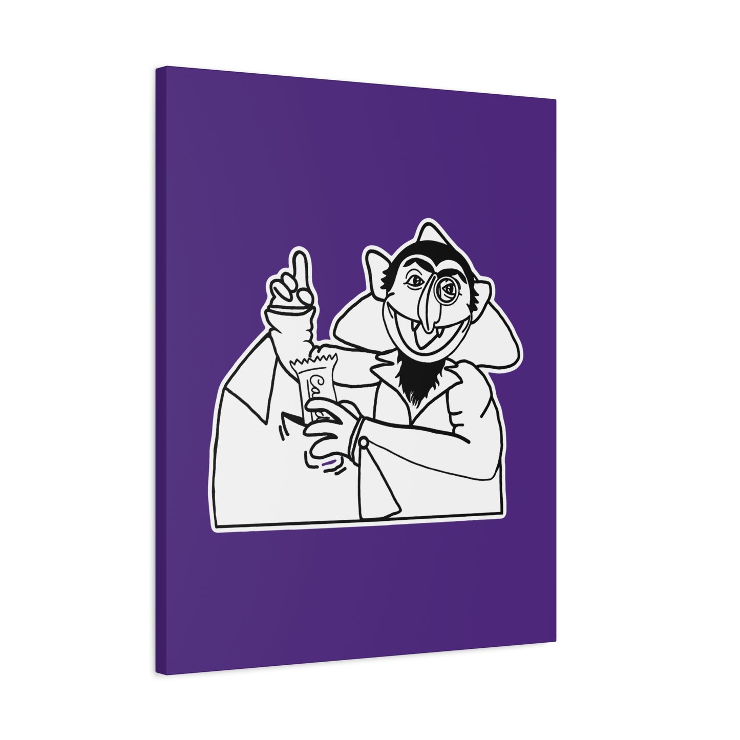 The Count Stealing Candy Outline Canvas Print Purple - Sesame Street The Count Parody Art