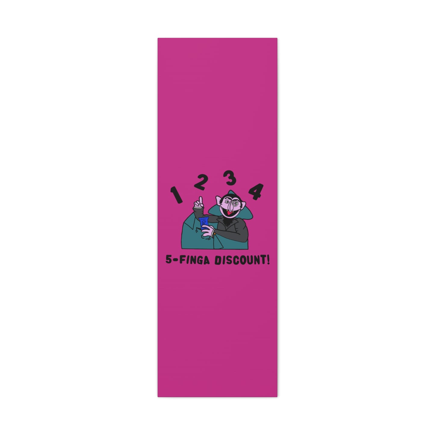 Five Finger Discount Canvas Print Pink - Sesame Street The Count Parody Art Print