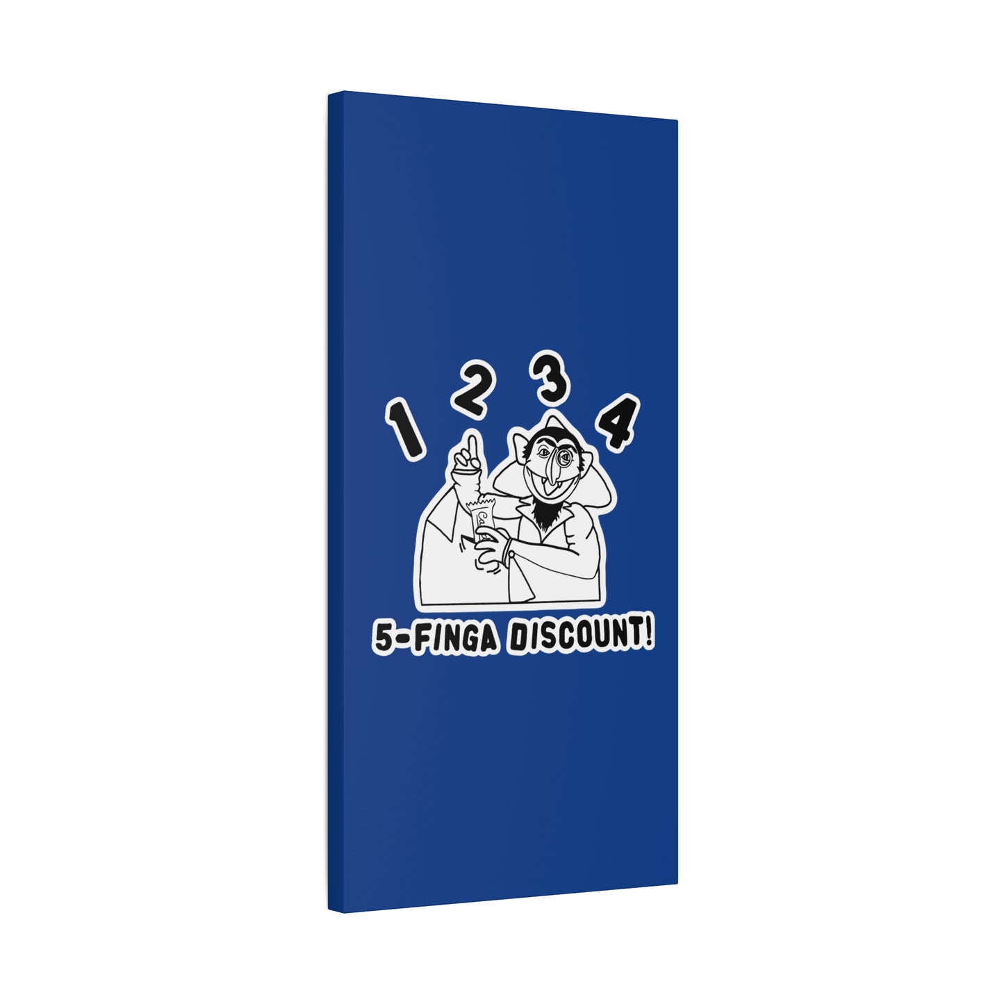 Five Finger Discount Outline Canvas Print Dark Blue - Sesame Street The Count Parody Art Print