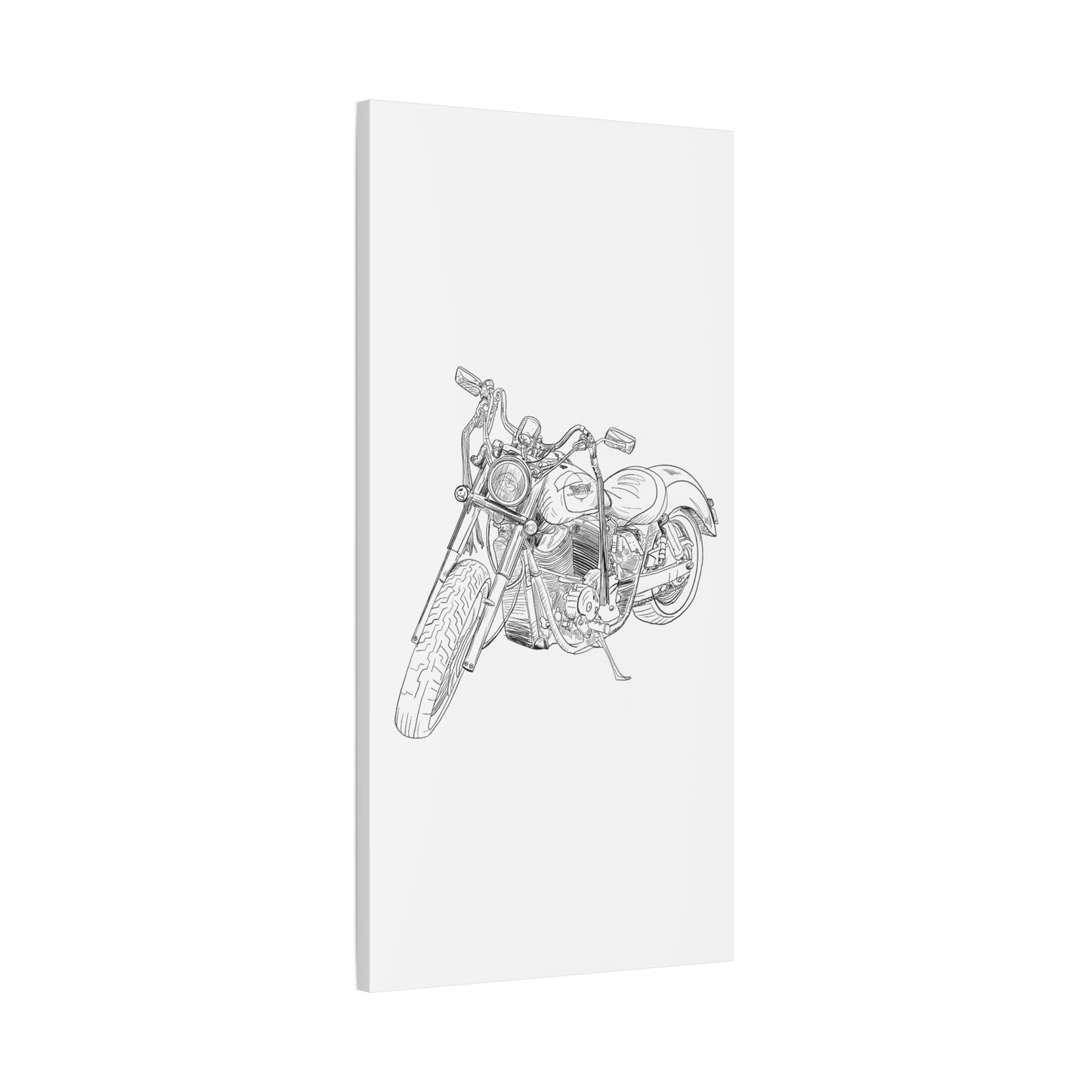 Ride Me Harley Motorcycle Sketch Canvas Print - Black Ink on White Background
