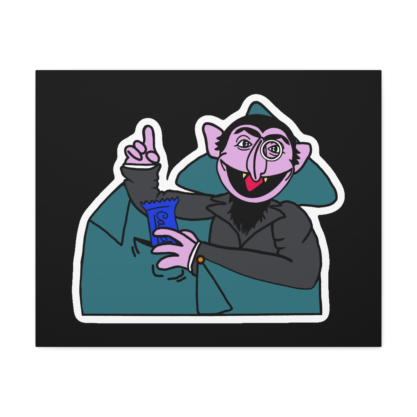 The Count Stealing Candy Canvas Print Black - Sesame Street The Count Parody Art