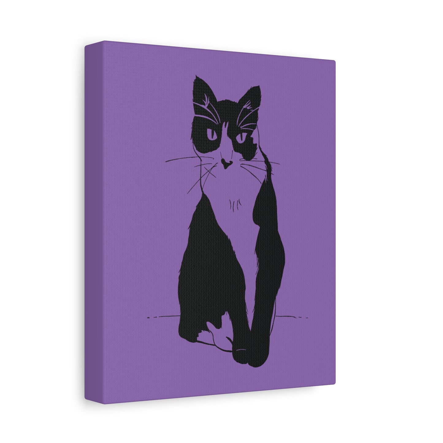Cat Canvas Print on Purple (Transparent Style Cat) - Cat Drawing Art