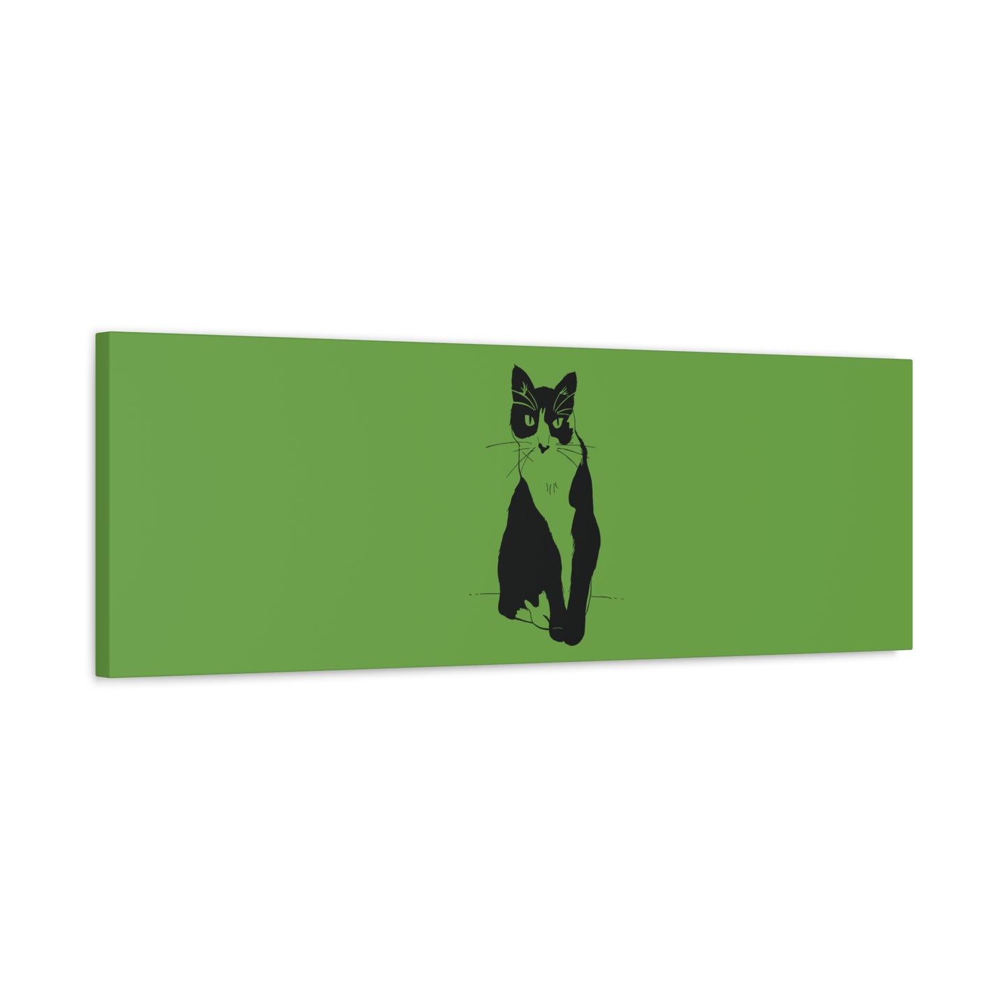 Cat Canvas Print on Green (Transparent Style Cat) - Cat Drawing Art