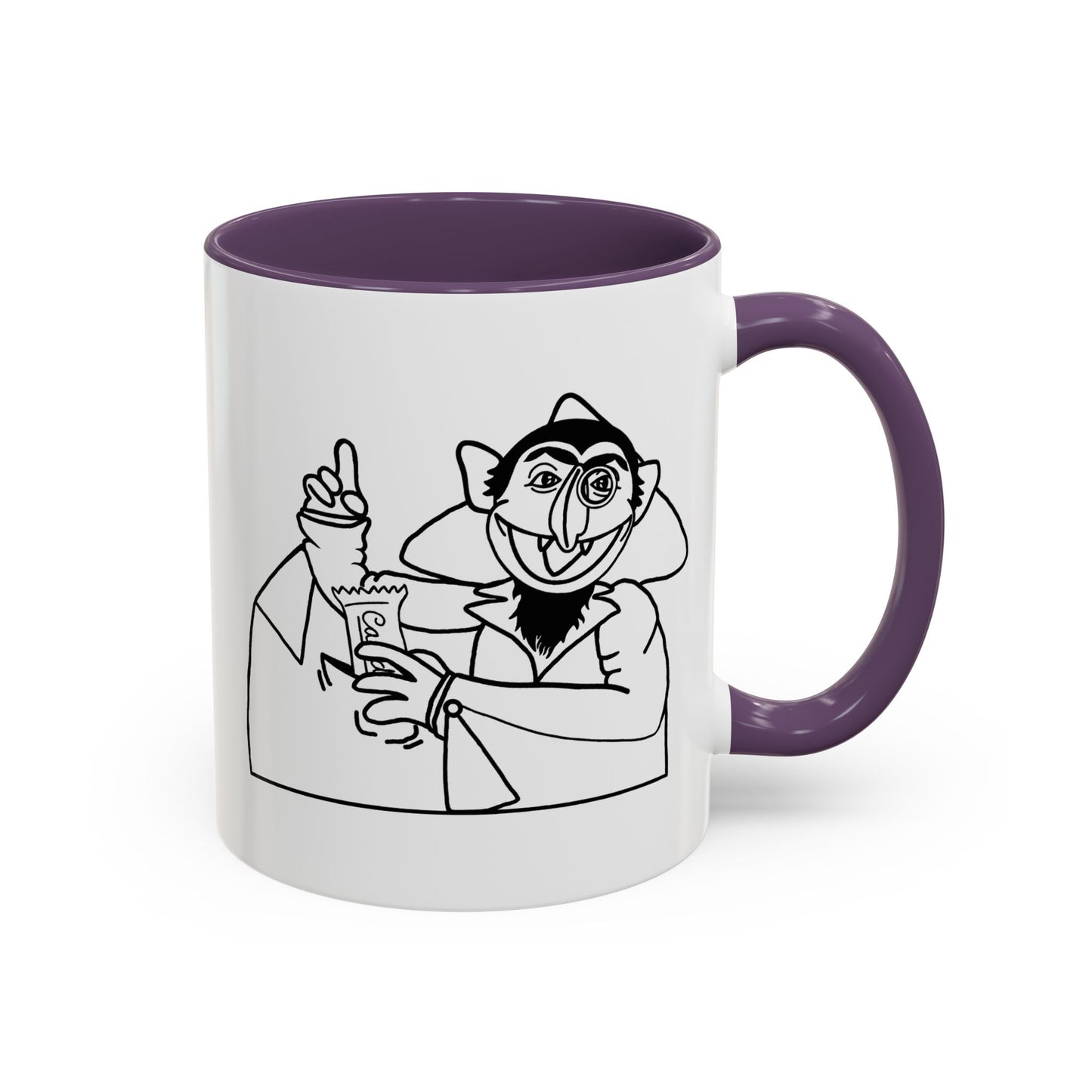 The Count Stealing Candy Outline Accent Mug - Sesame Street The Count Parody Coffee Mug