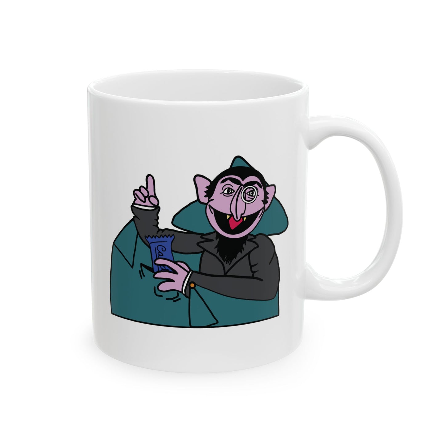 The Count Stealing Candy Mug - Sesame Street The Count Parody Coffe Mug
