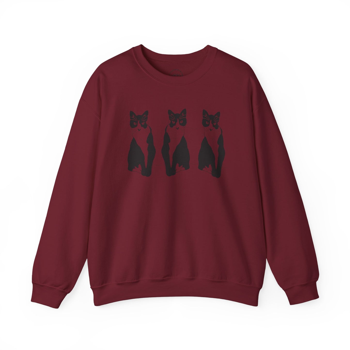 Cat x3 Sweatshirt (Transparent Style Cat) - Cat Drawing Sweatshirt
