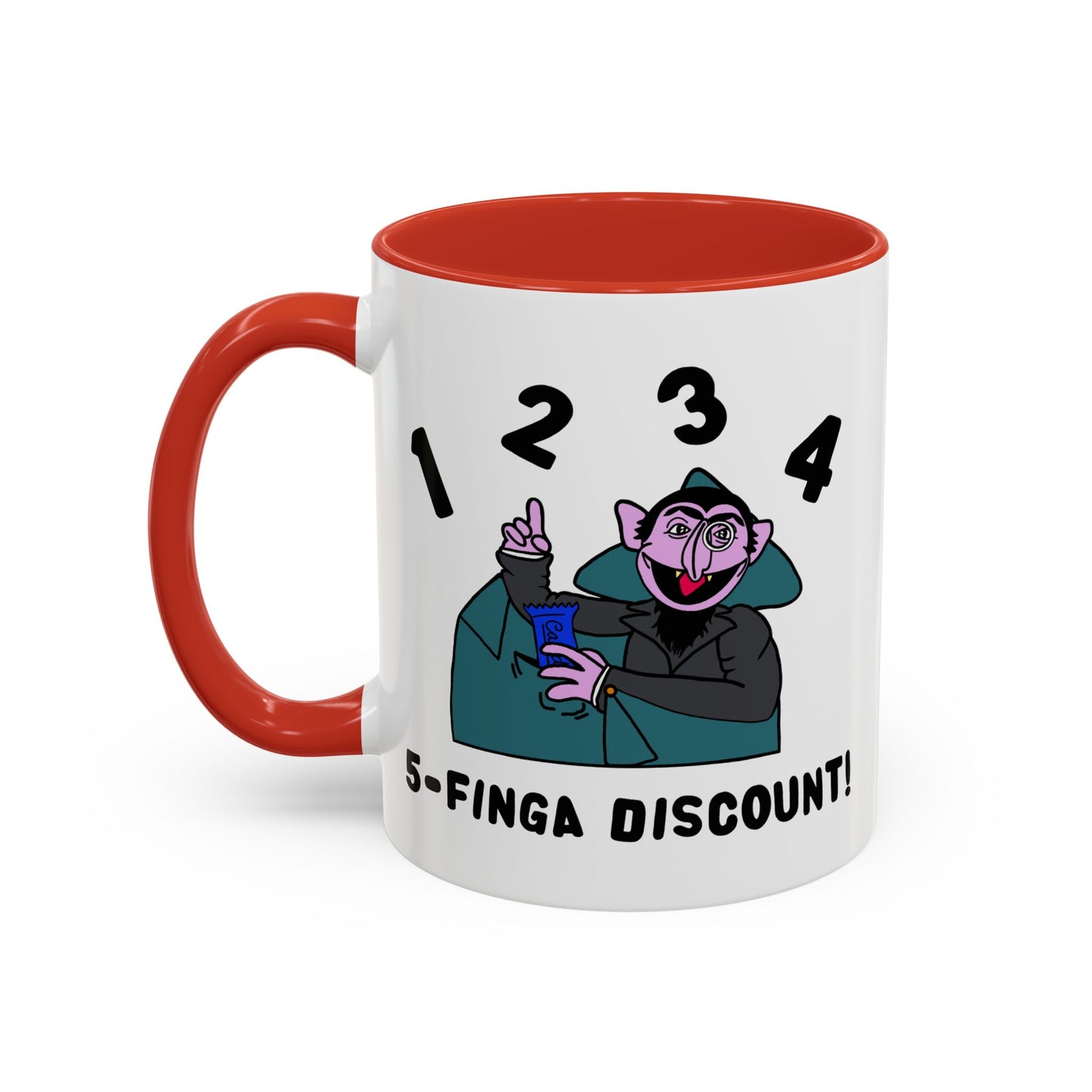Five Finger Discount Accent Coffee Mug - Sesame Street The Count Parody Coffee Mug