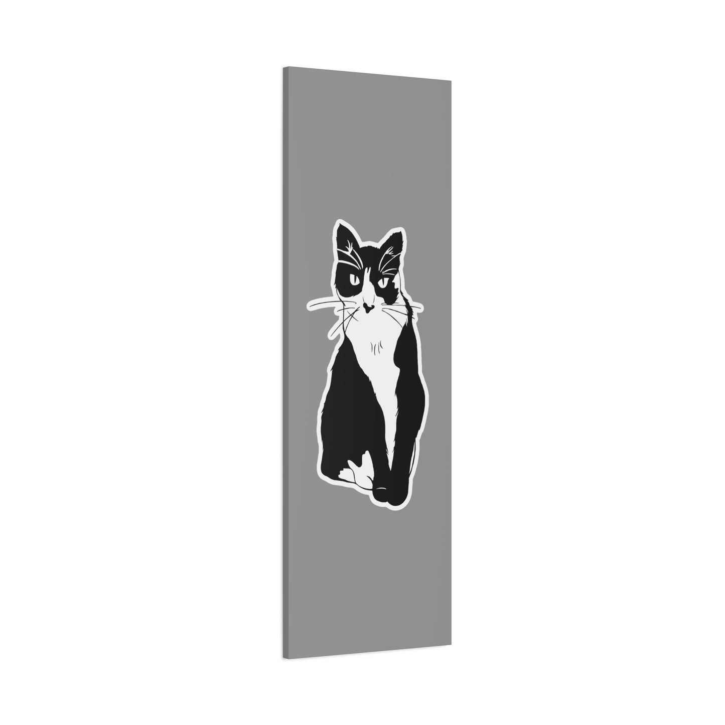 Cat Canvas Print on Grey (Sticker Style Cat) - Cat Drawing Wall Art