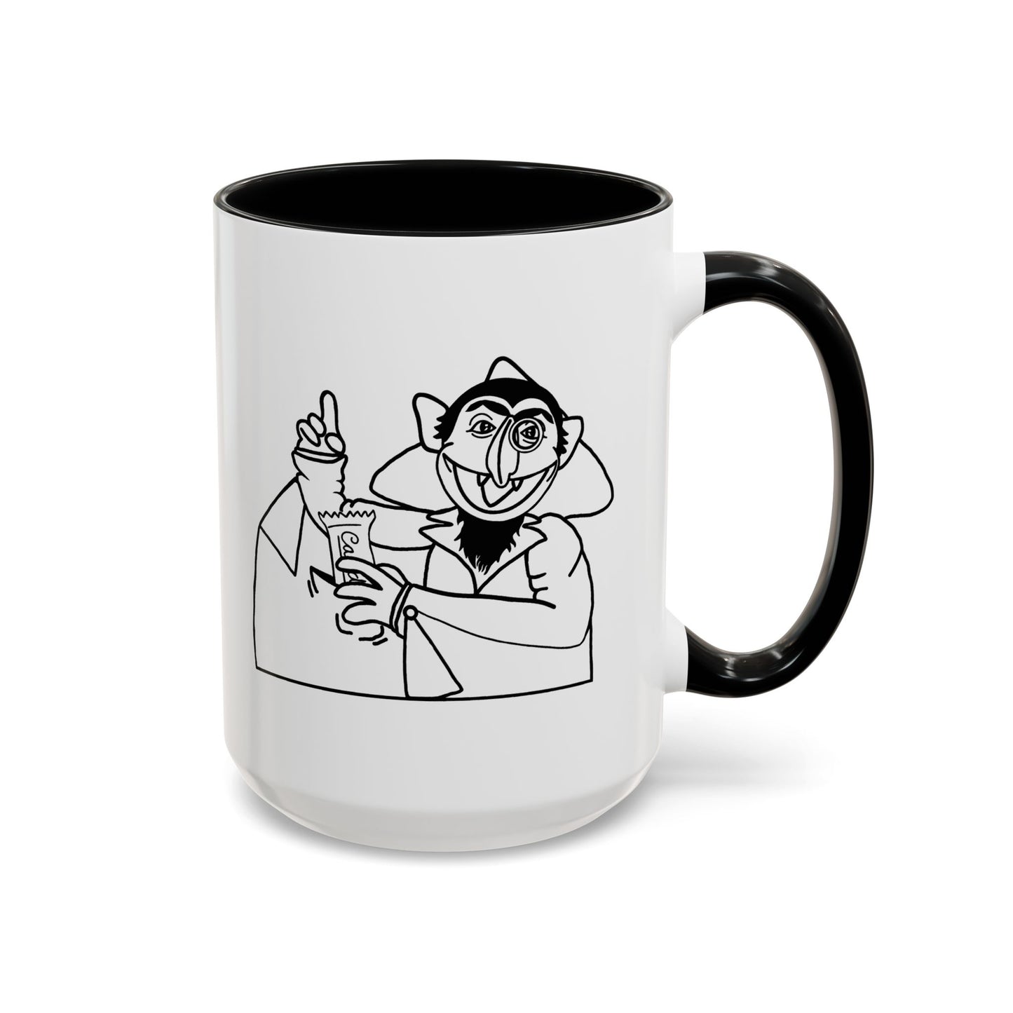 The Count Stealing Candy Outline Accent Mug - Sesame Street The Count Parody Coffee Mug