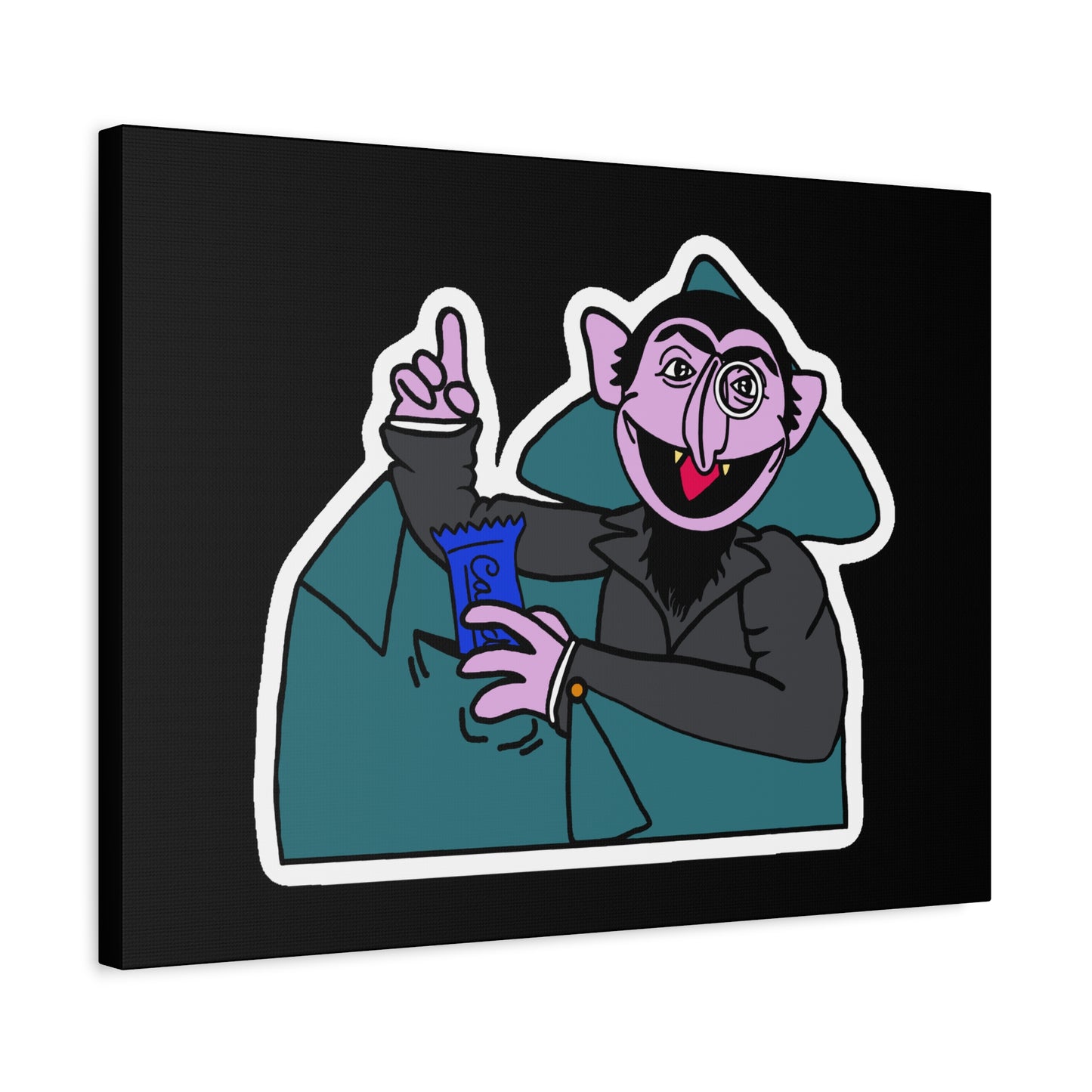 The Count Stealing Candy Canvas Print Black - Sesame Street The Count Parody Art