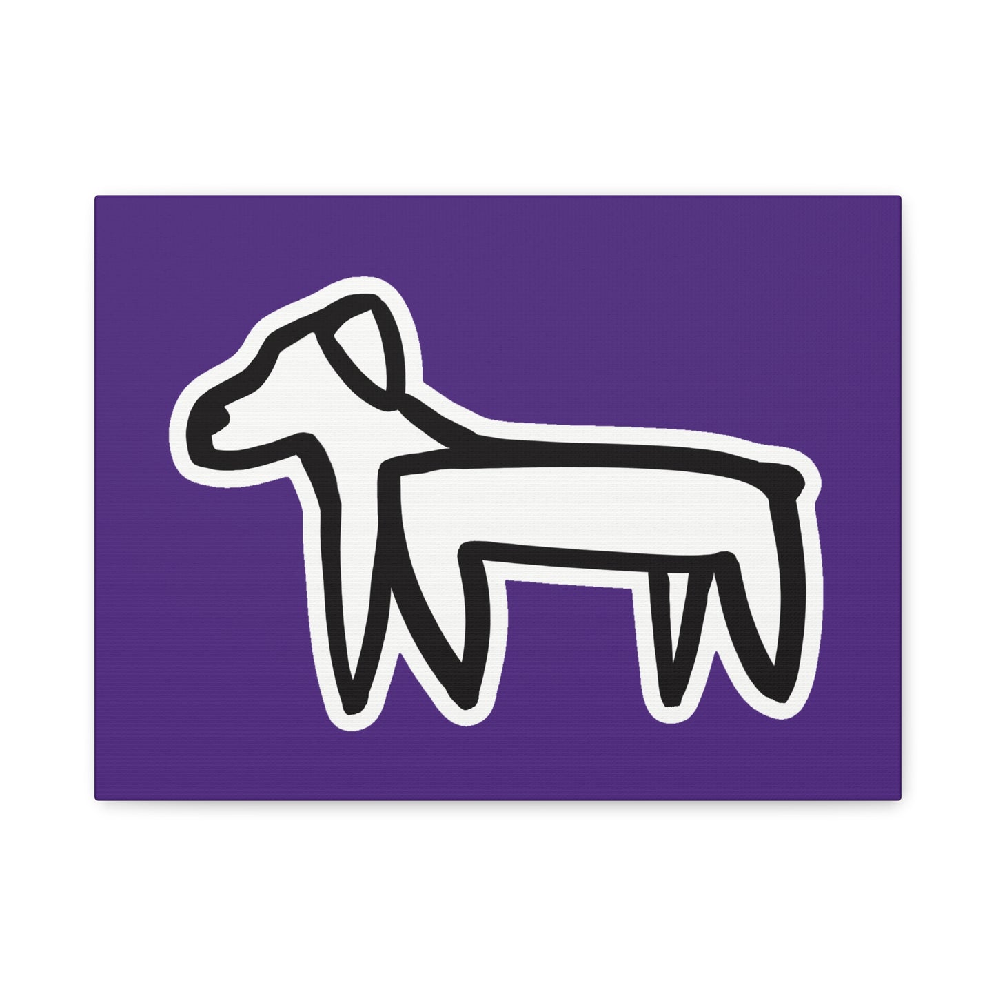 Dog Canvas Print on Purple (Sticker Style White Dog) - Dog Art Print