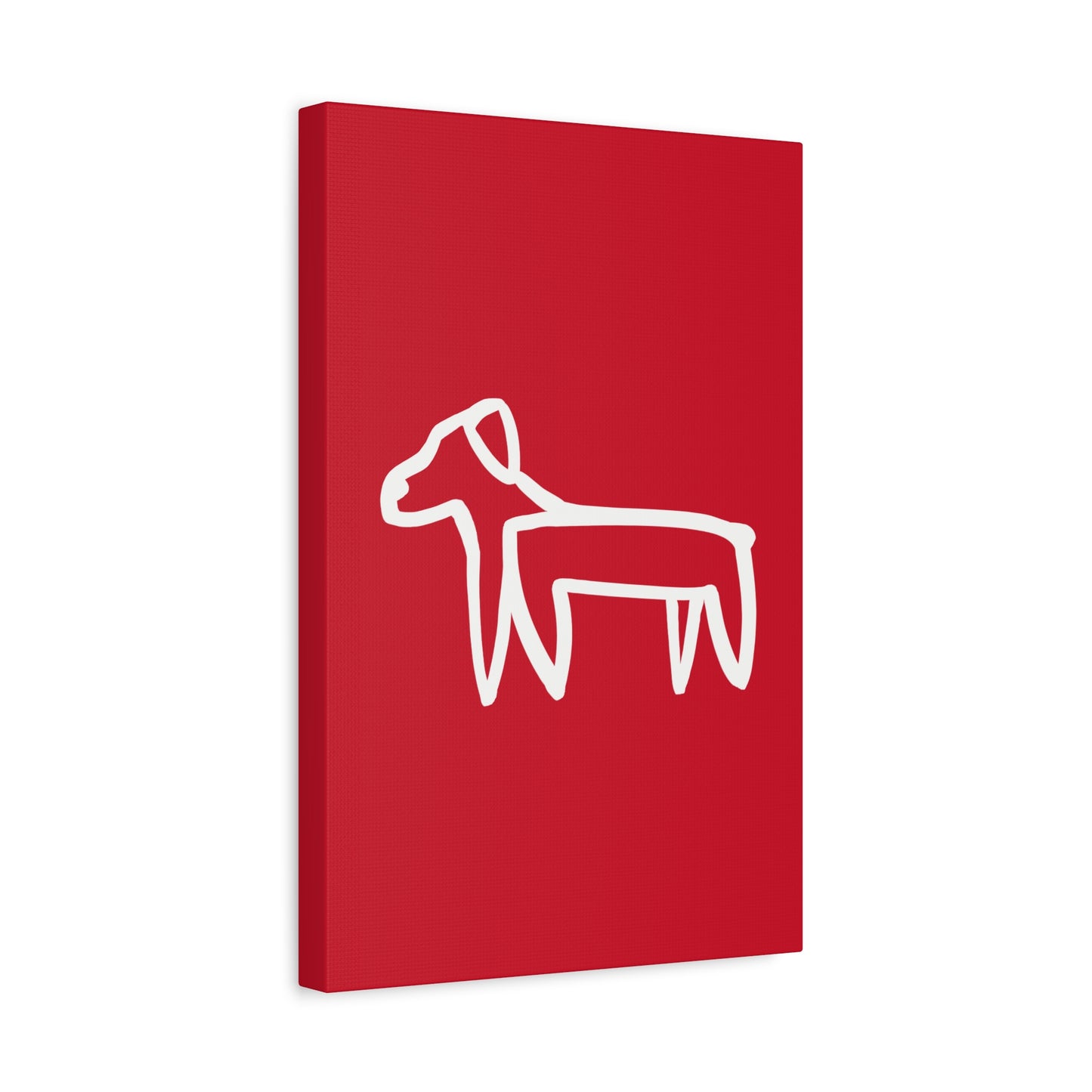 Dog Canvas Print on Red (Transparent Style White Dog) - Dog Art Print