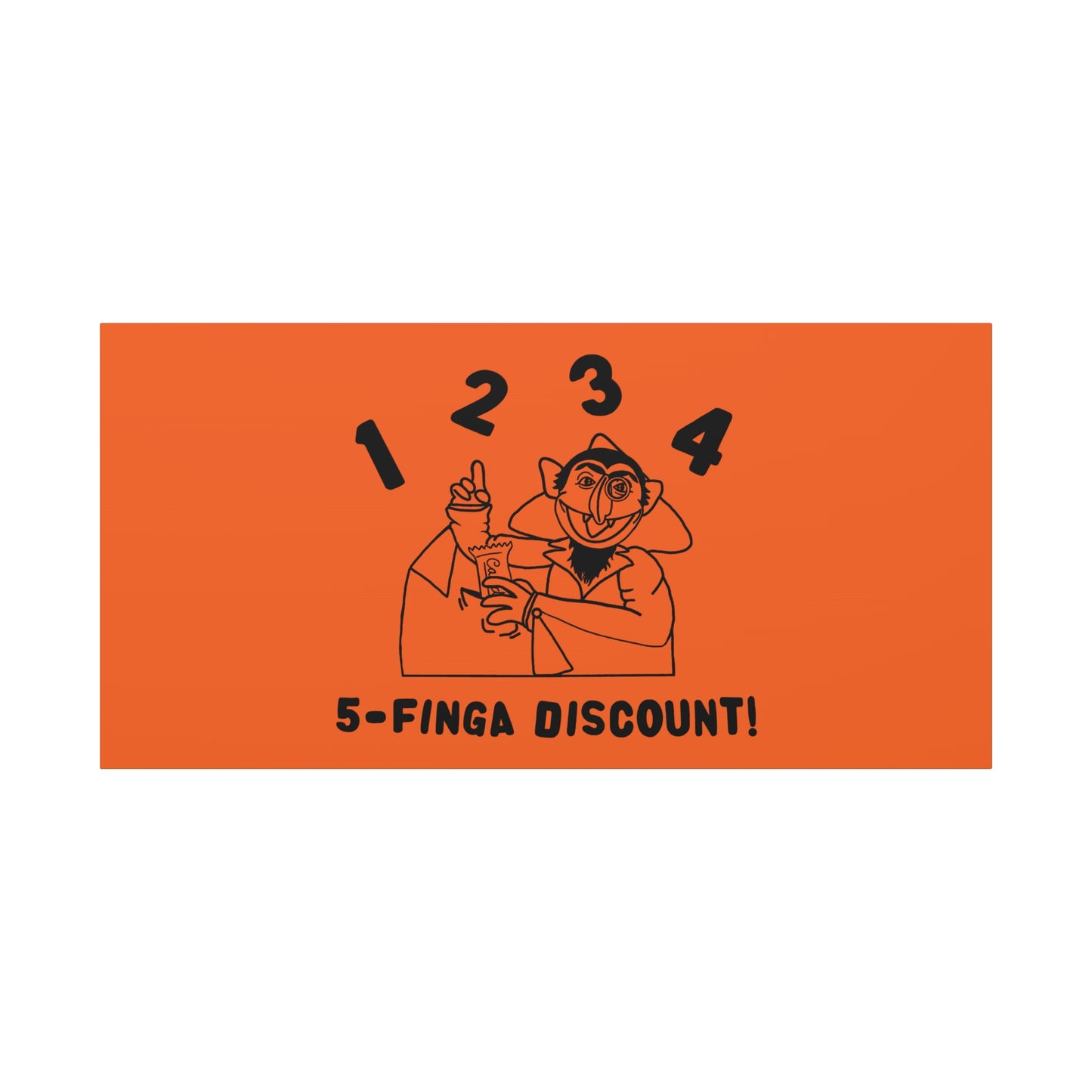 Five Finger Discount Outline Canvas Print Orange - Sesame Street The Count Parody Art Print