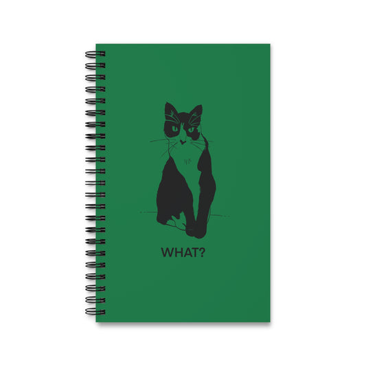 Cattitude Notebook in Dark Green (Transparent Style Cat) - Cat Spiral Notebook