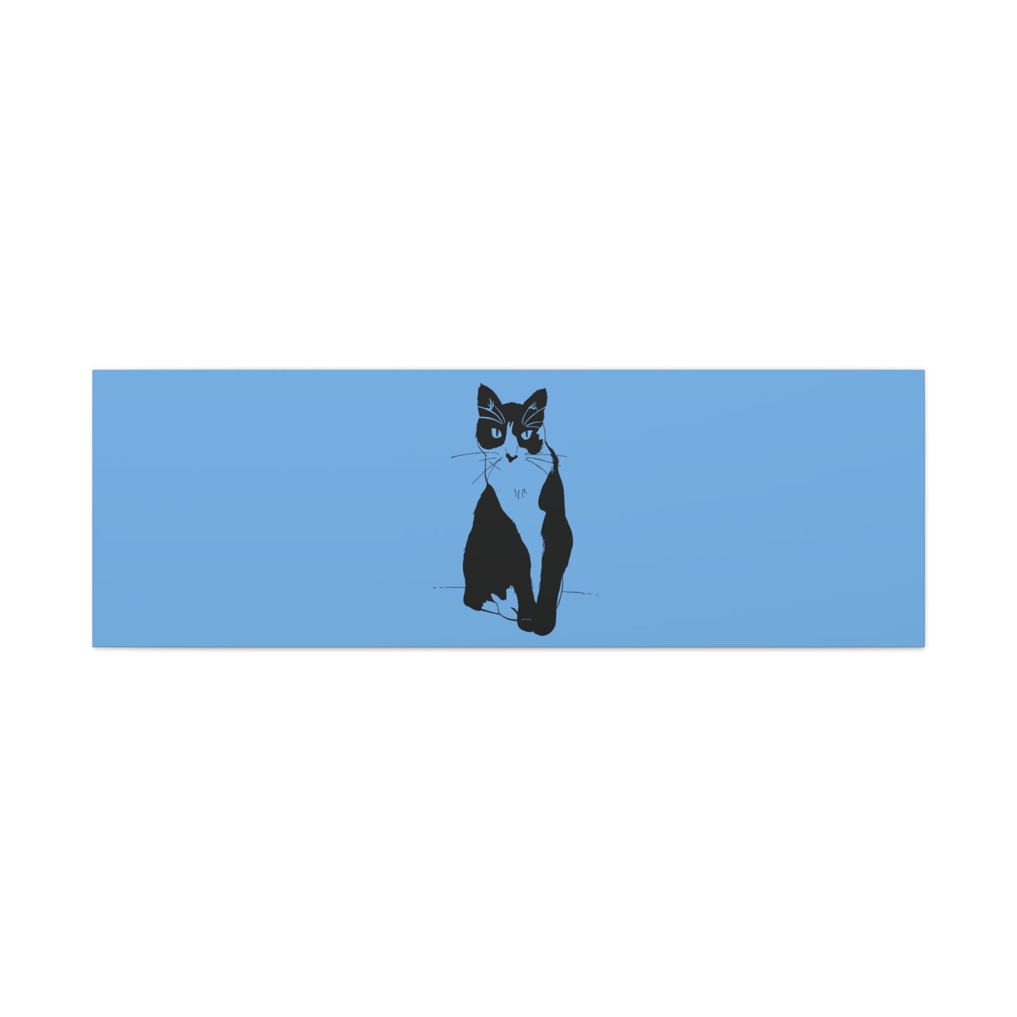 Cat Canvas Print on Light Blue (Transparent Style Cat) - Cat Drawing Art