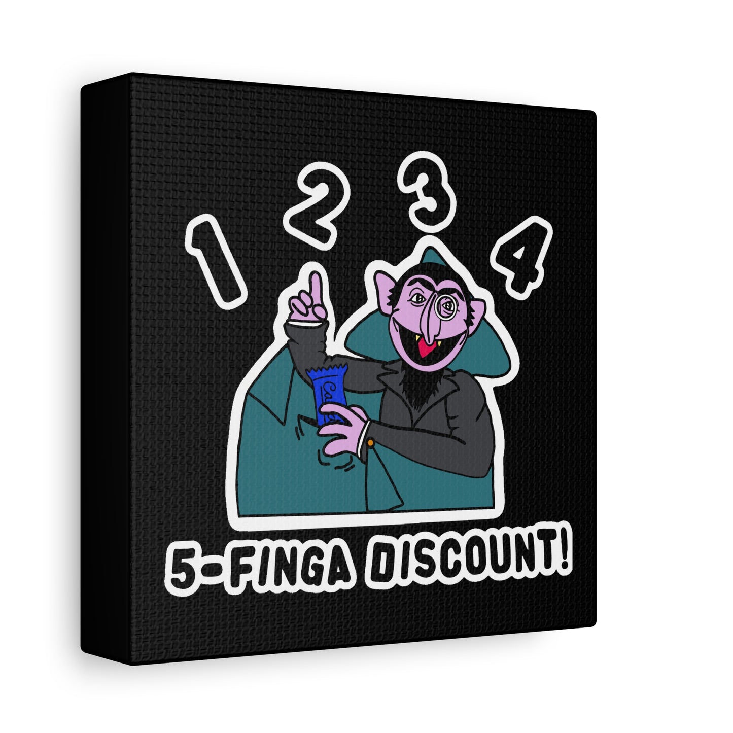 Five Finger Discount Canvas Print Black - Sesame Street The Count Parody Art Print