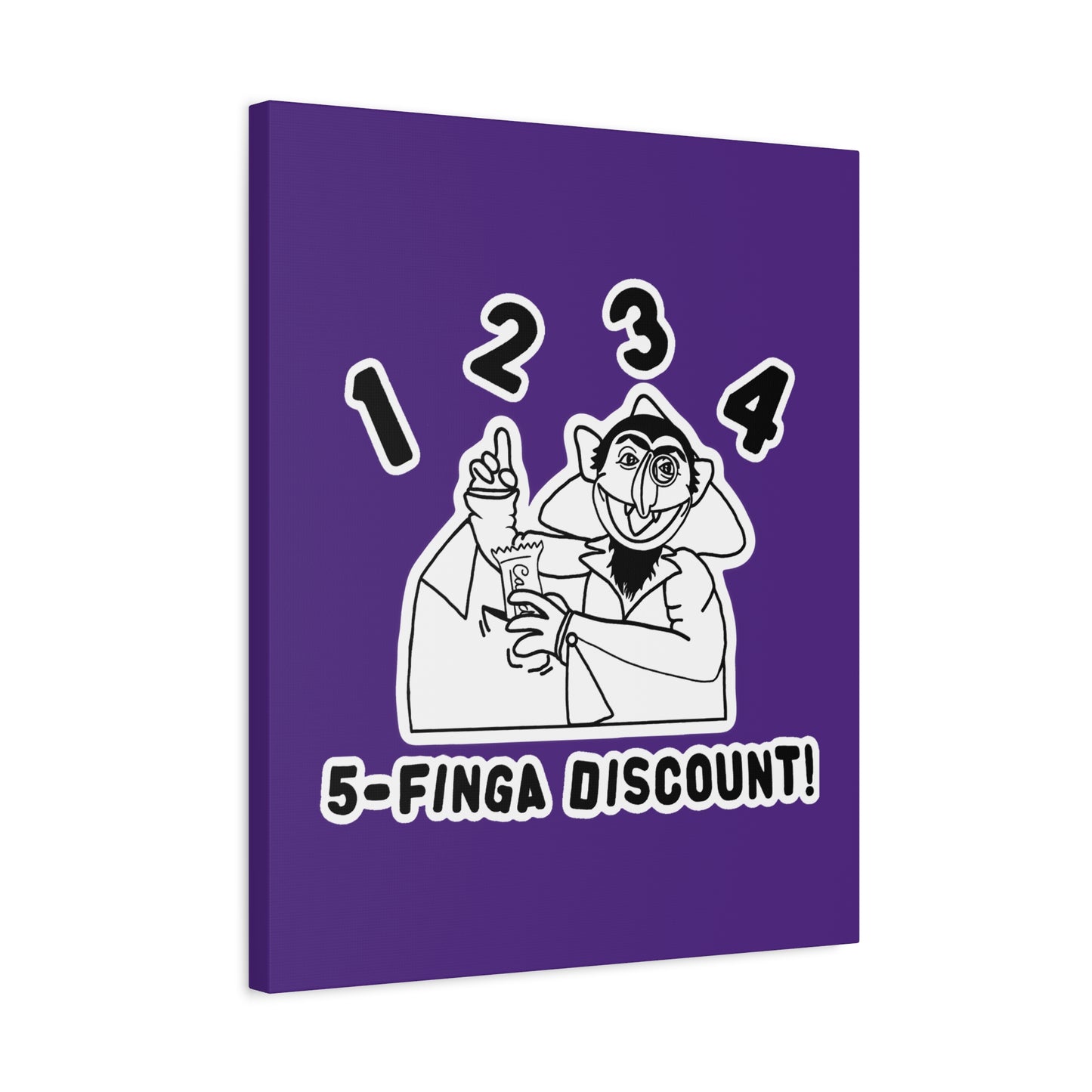Five Finger Discount Outline Canvas Print Purple - Sesame Street The Count Parody Art Print