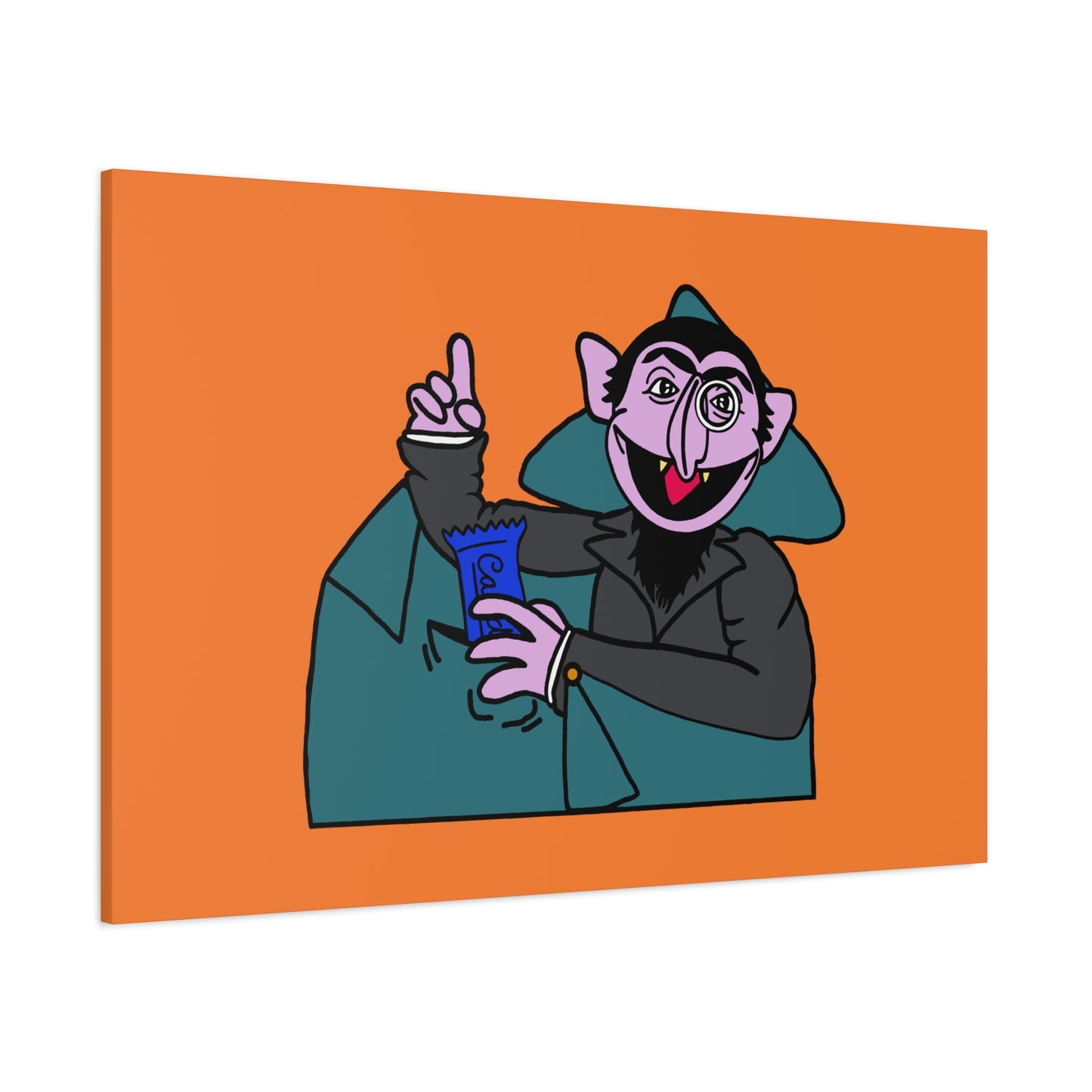 The Count Stealing Candy Canvas Print Orange - Sesame Street The Count Parody Art