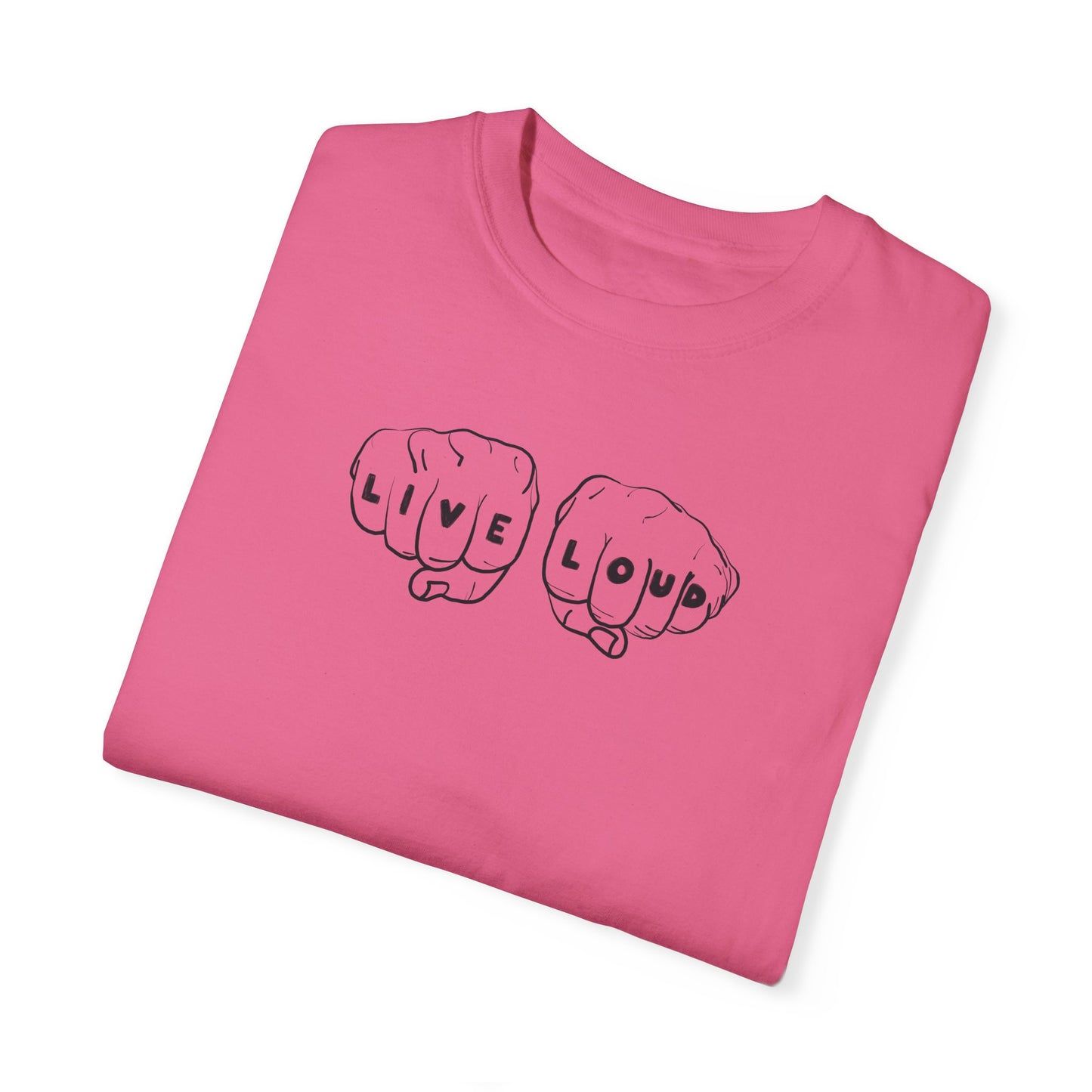 Live Loud Knuckle Tats Tattooed Fists Tee