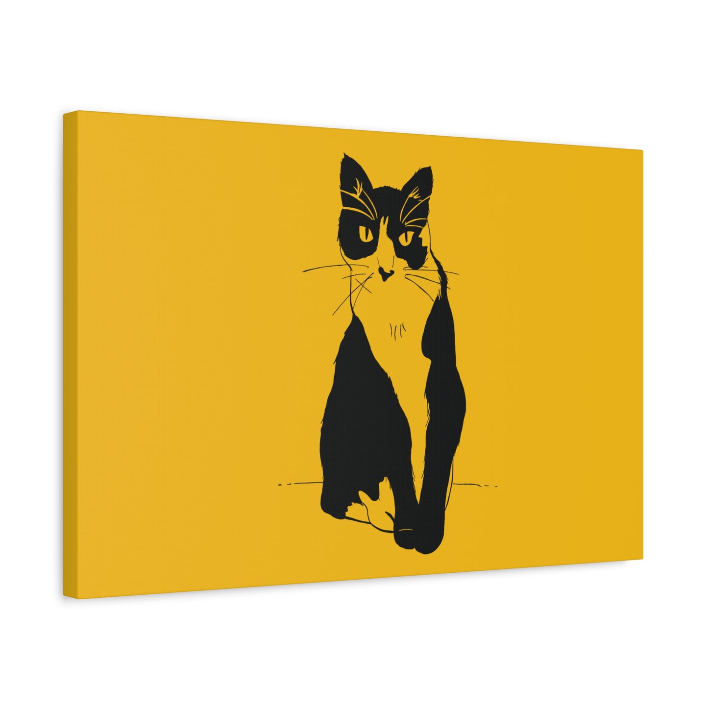 Cat Canvas Print on Yellow (Transparent Style Cat) - Cat Drawing Art