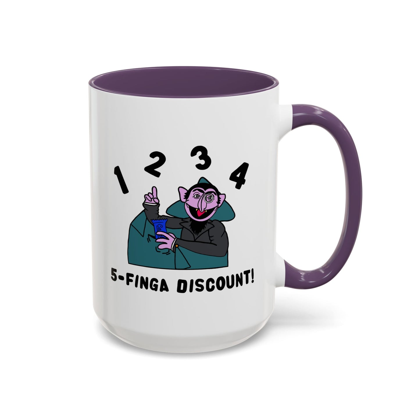 Five Finger Discount Accent Coffee Mug - Sesame Street The Count Parody Coffee Mug