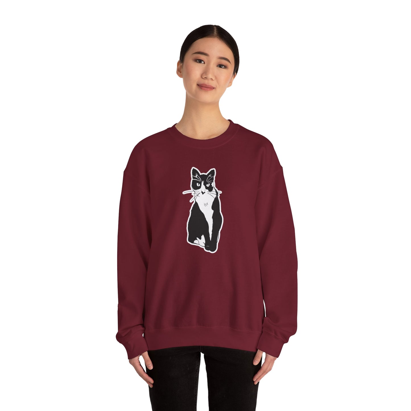 Cat Sweatshirt (Sticker Style Cat) - Cat Drawing Sweatshirt