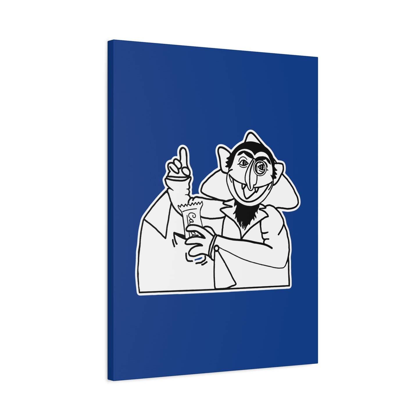 The Count Stealing Candy Outline Canvas Print Dark Blue - Sesame Street The Count Parody Art