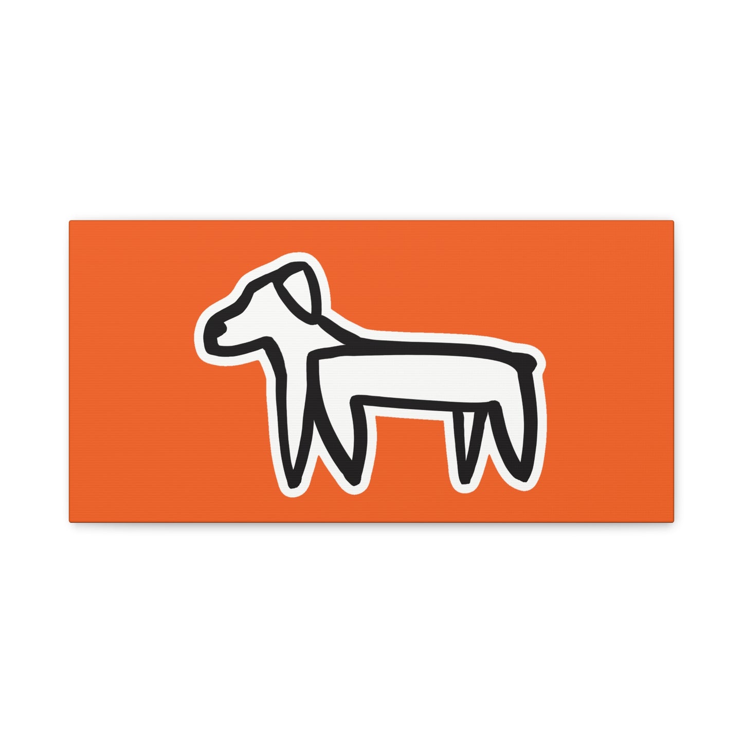 Dog Canvas Print on Orange (Sticker Style White Dog) - Dog Art Print