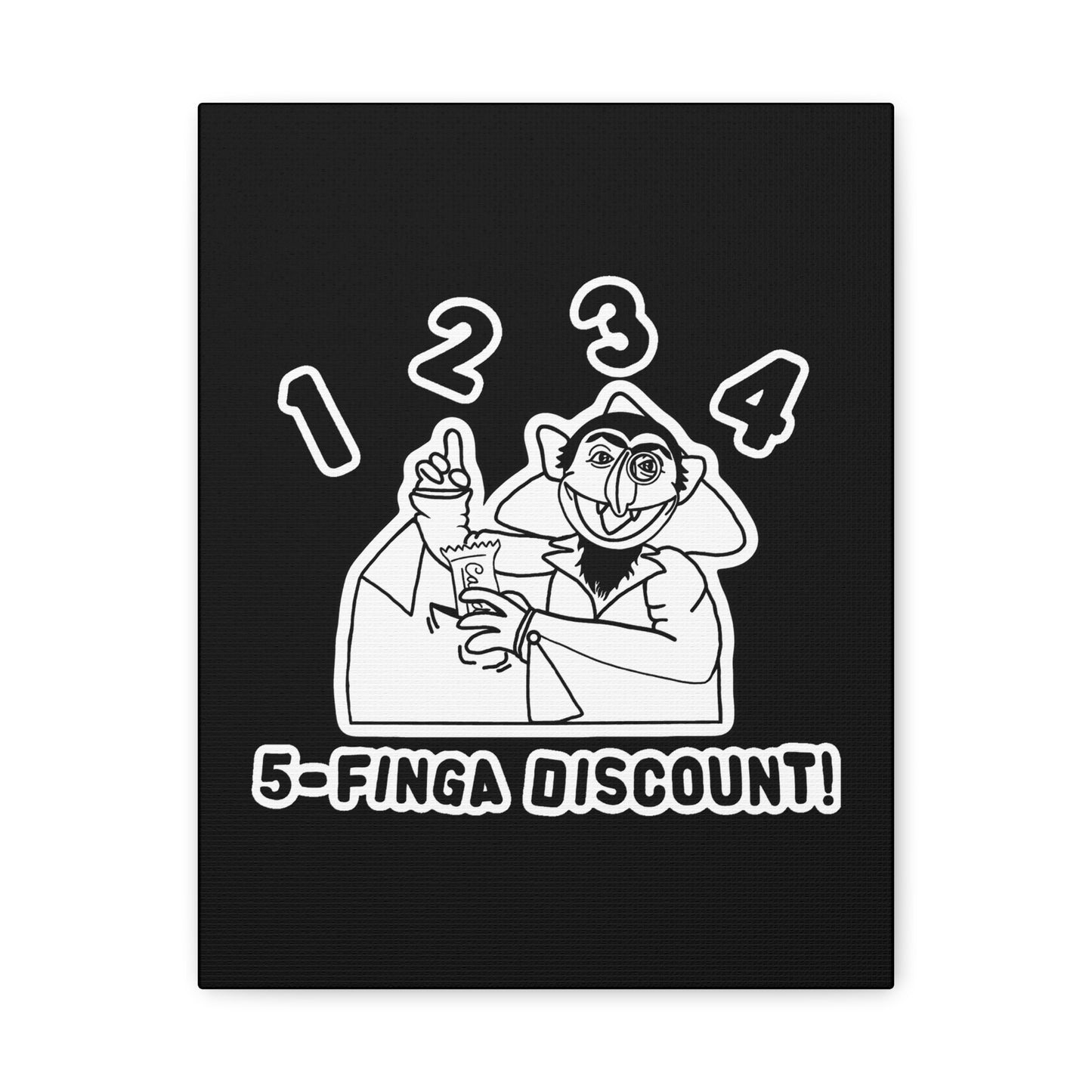 Five Finger Discount Outline Canvas Print Black - Sesame Street The Count Parody Art Print
