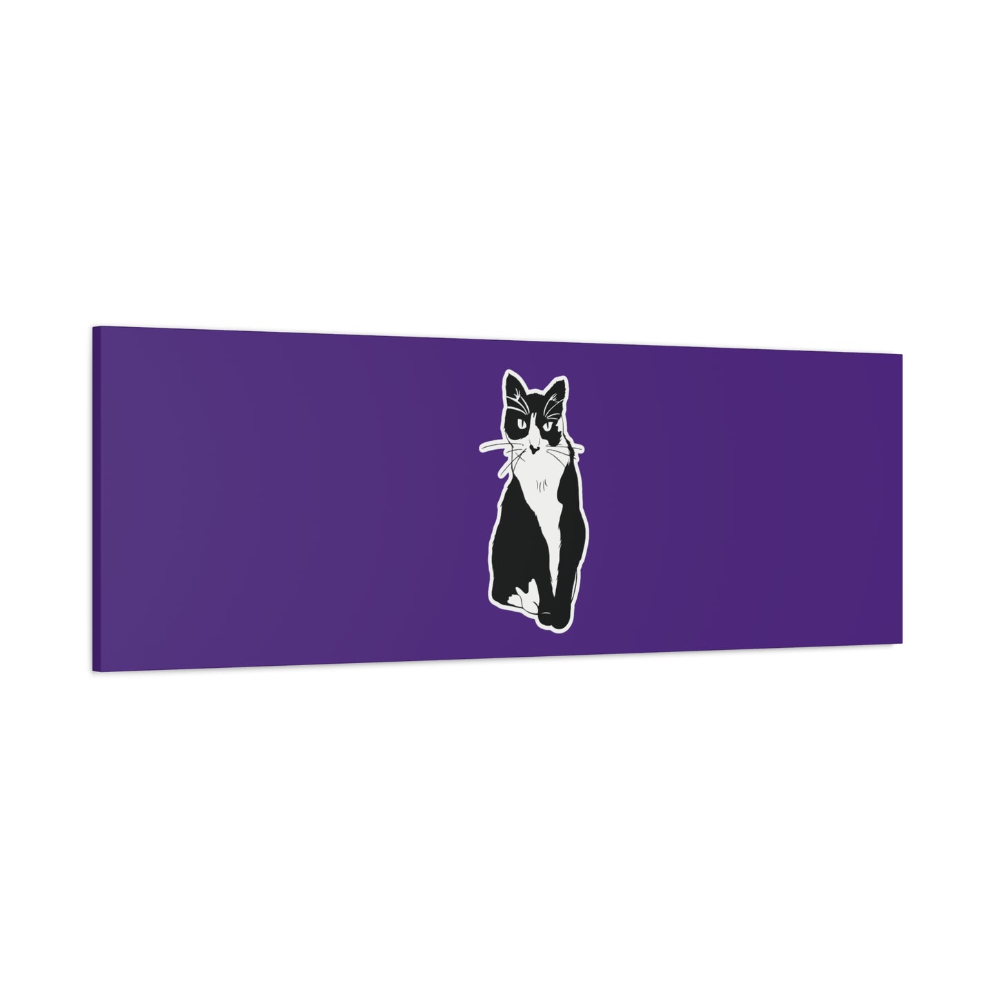 Cat Canvas Print on Purple (Sticker Style Cat) - Cat Drawing Art