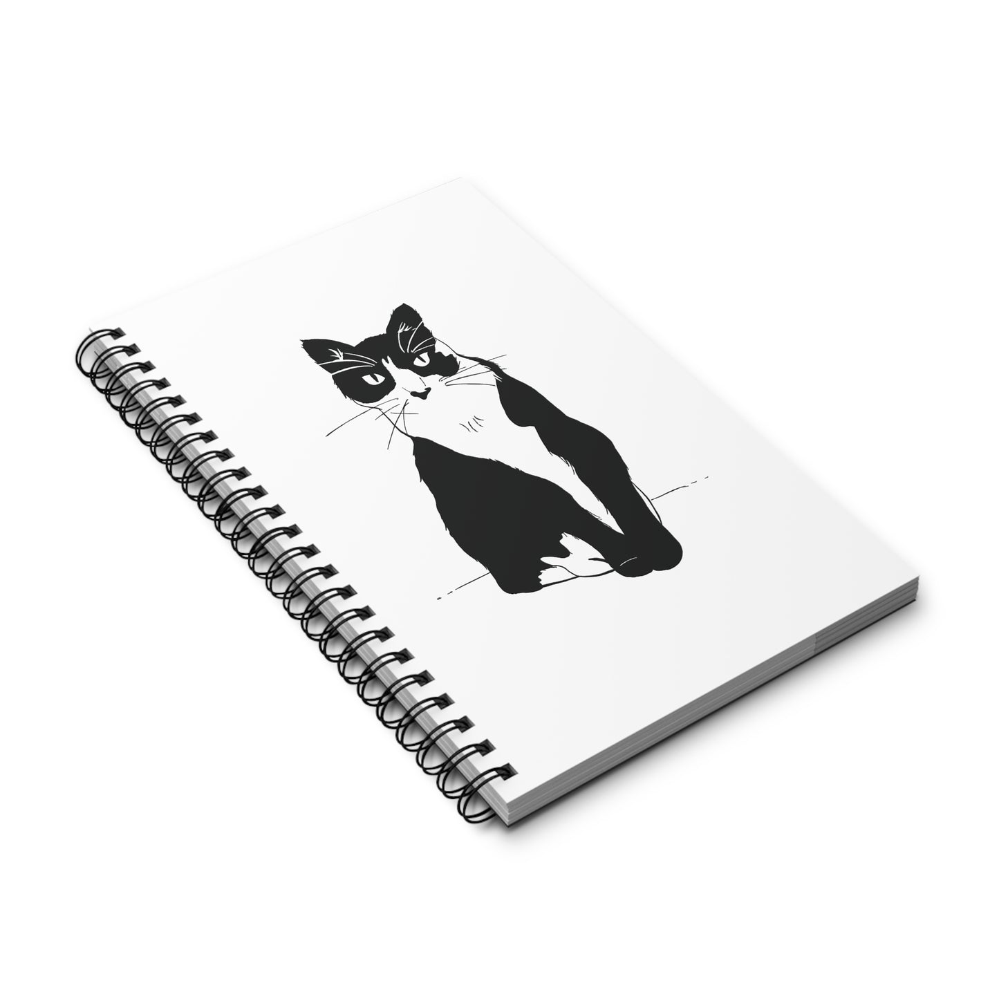 Cat Notebook in White (Transparent Style Cat) - Cat Drawing Spiral Notebook Journal