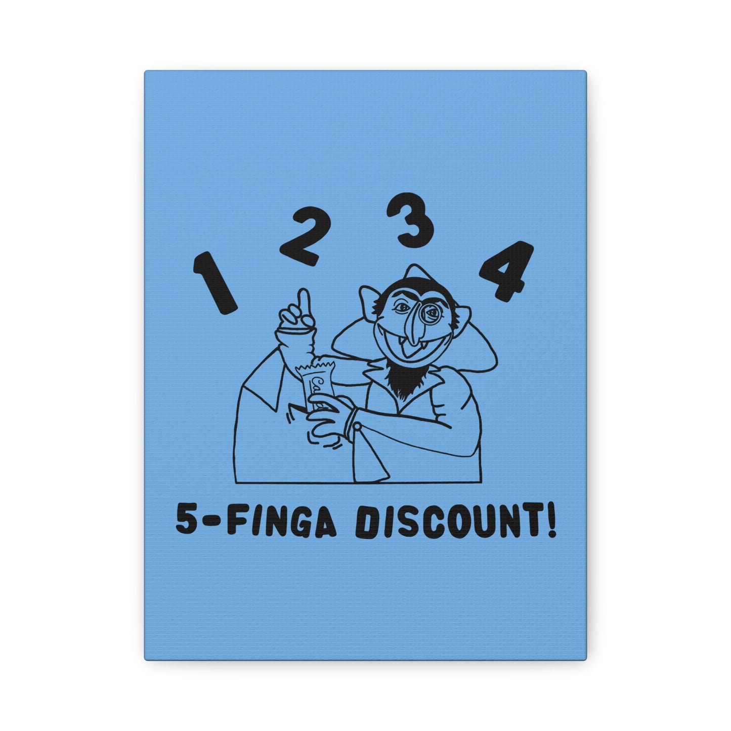 Five Finger Discount Outline Canvas Print Light Blue - Sesame Street The Count Parody Art Print
